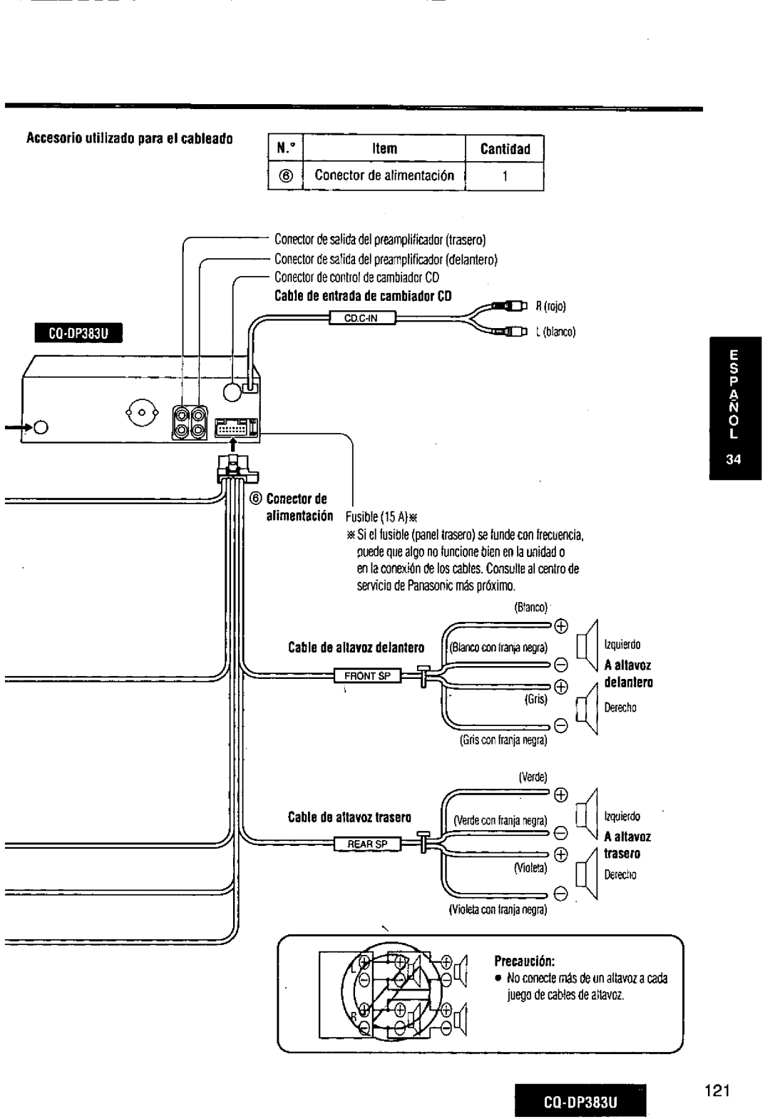 Panasonic CQ-DP383U manual 