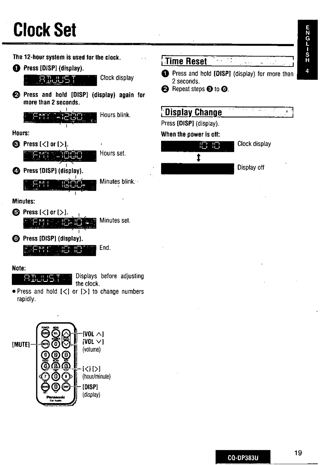 Panasonic CQ-DP383U manual 