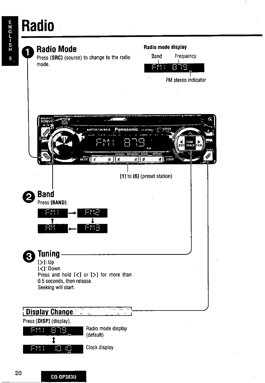 Panasonic CQ-DP383U manual 