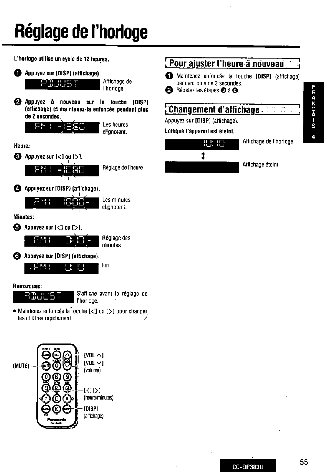 Panasonic CQ-DP383U manual 