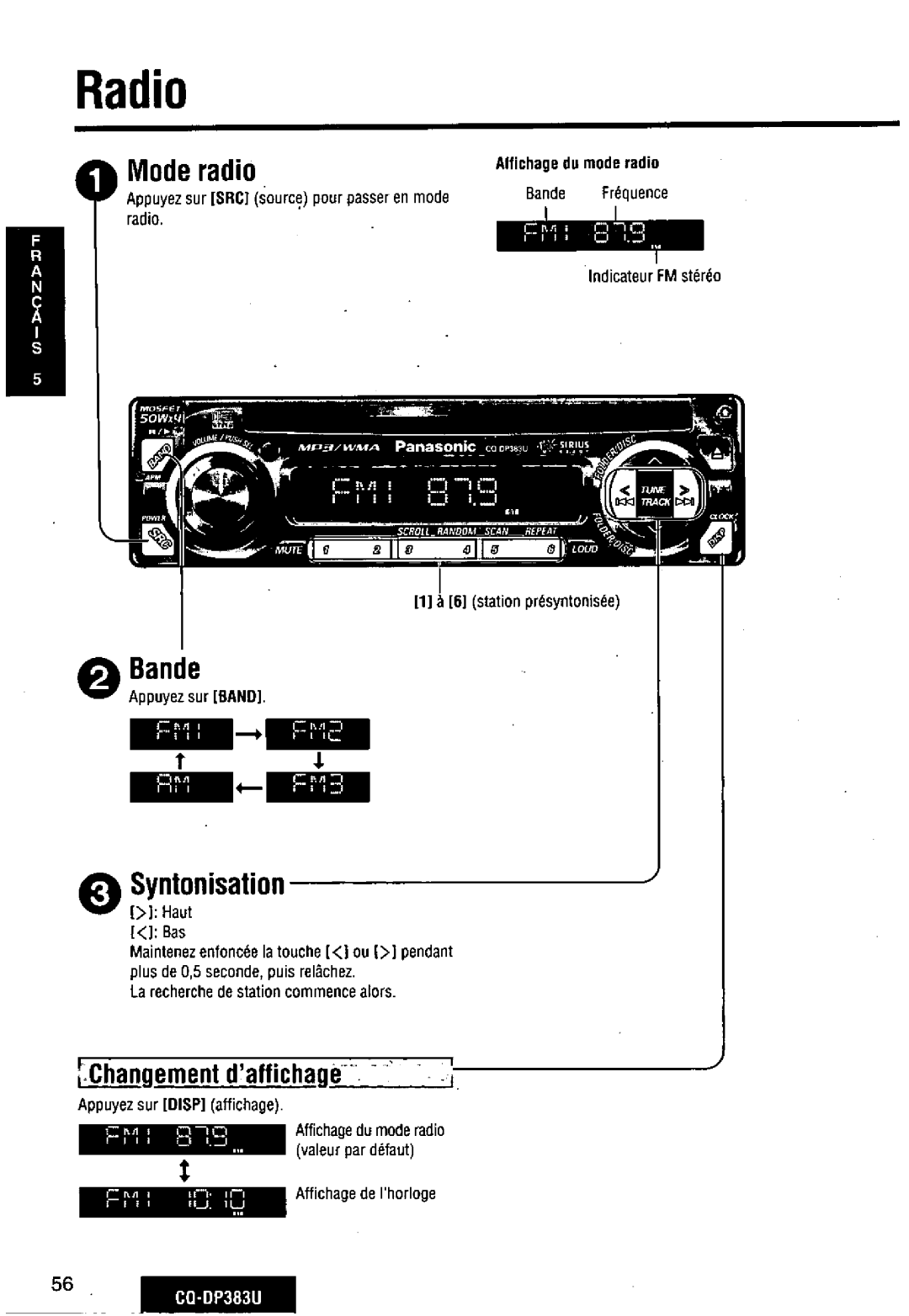 Panasonic CQ-DP383U manual 