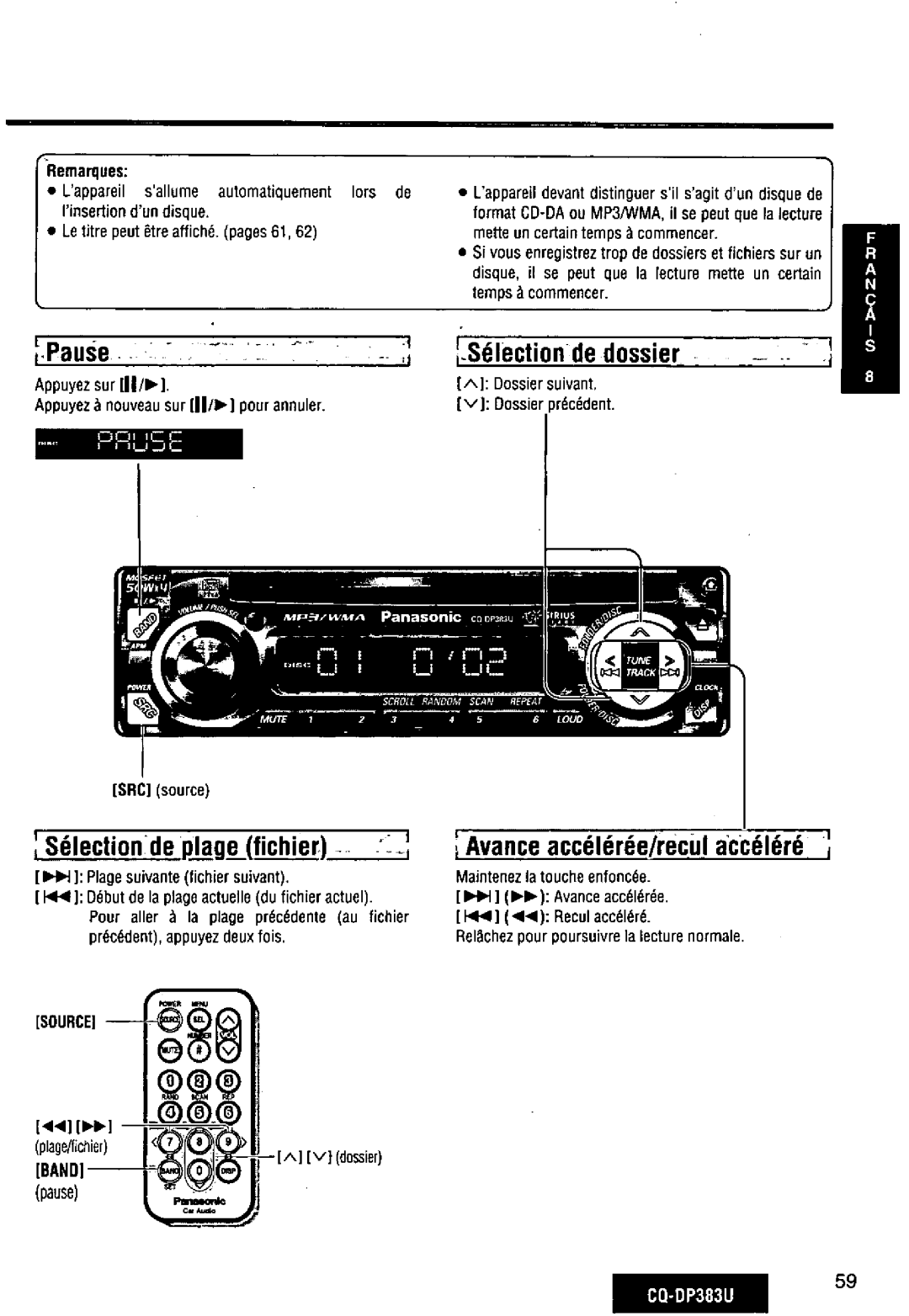 Panasonic CQ-DP383U manual 