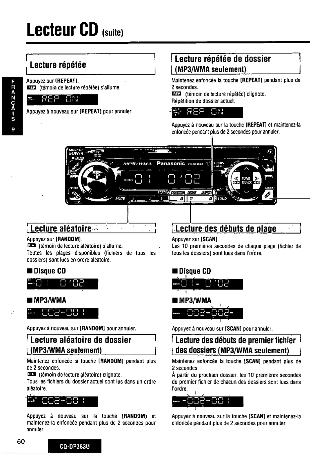 Panasonic CQ-DP383U manual 