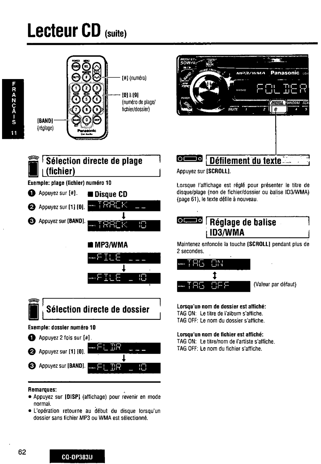 Panasonic CQ-DP383U manual 