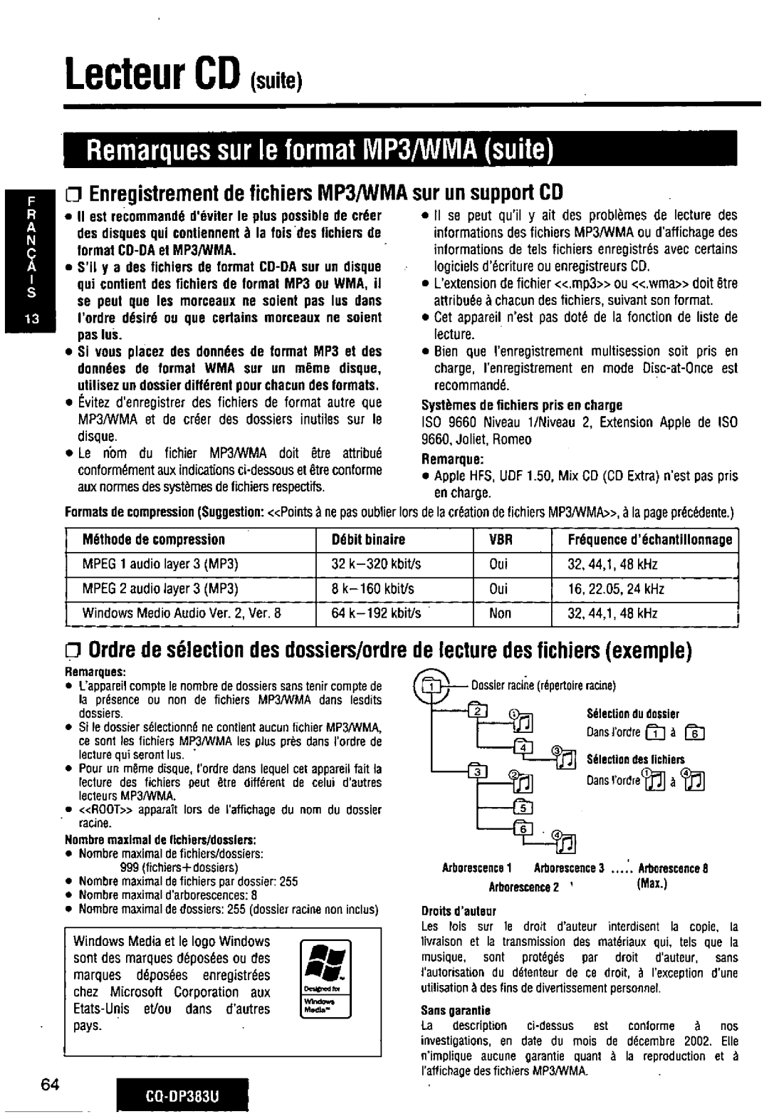 Panasonic CQ-DP383U manual 