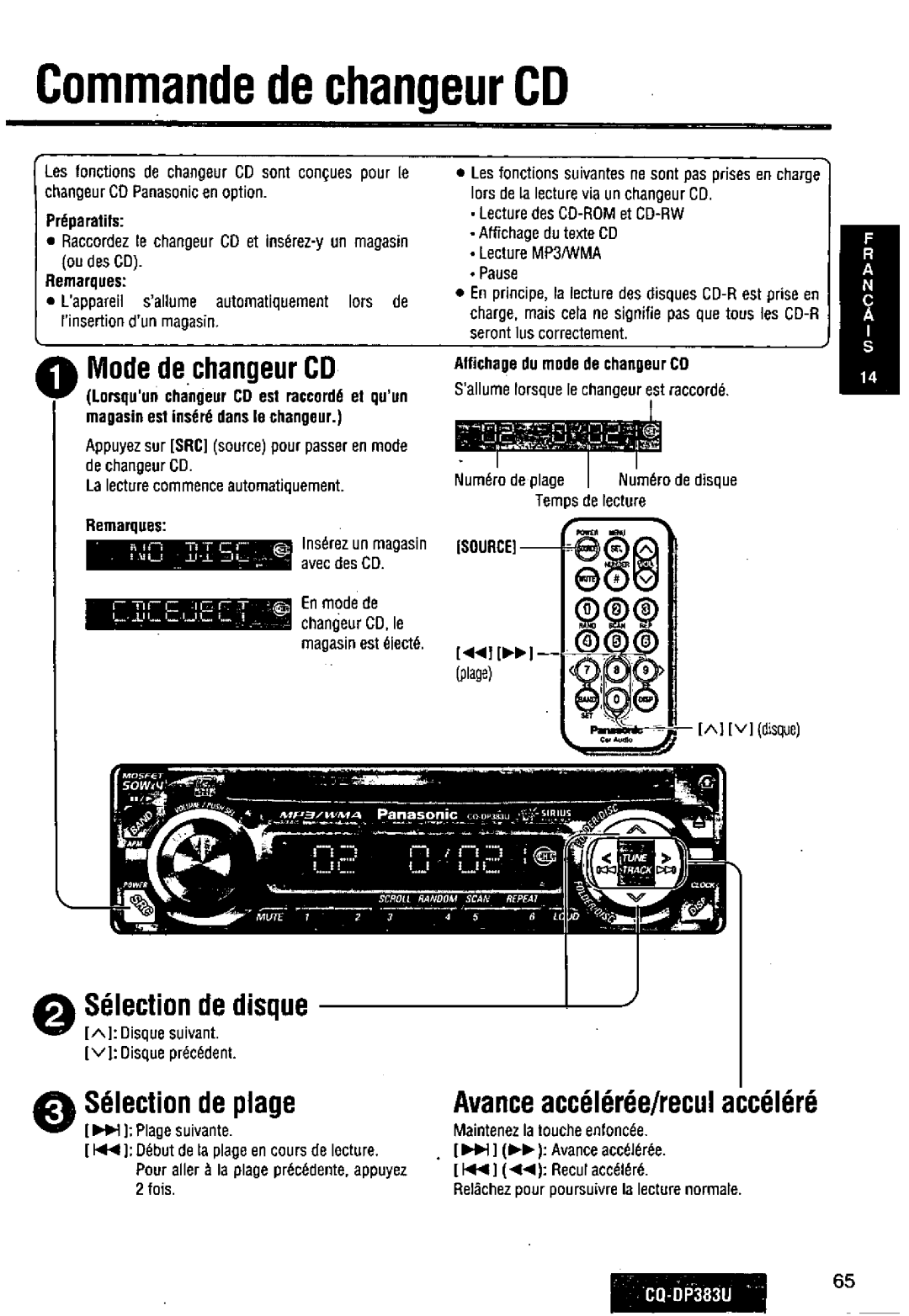 Panasonic CQ-DP383U manual 