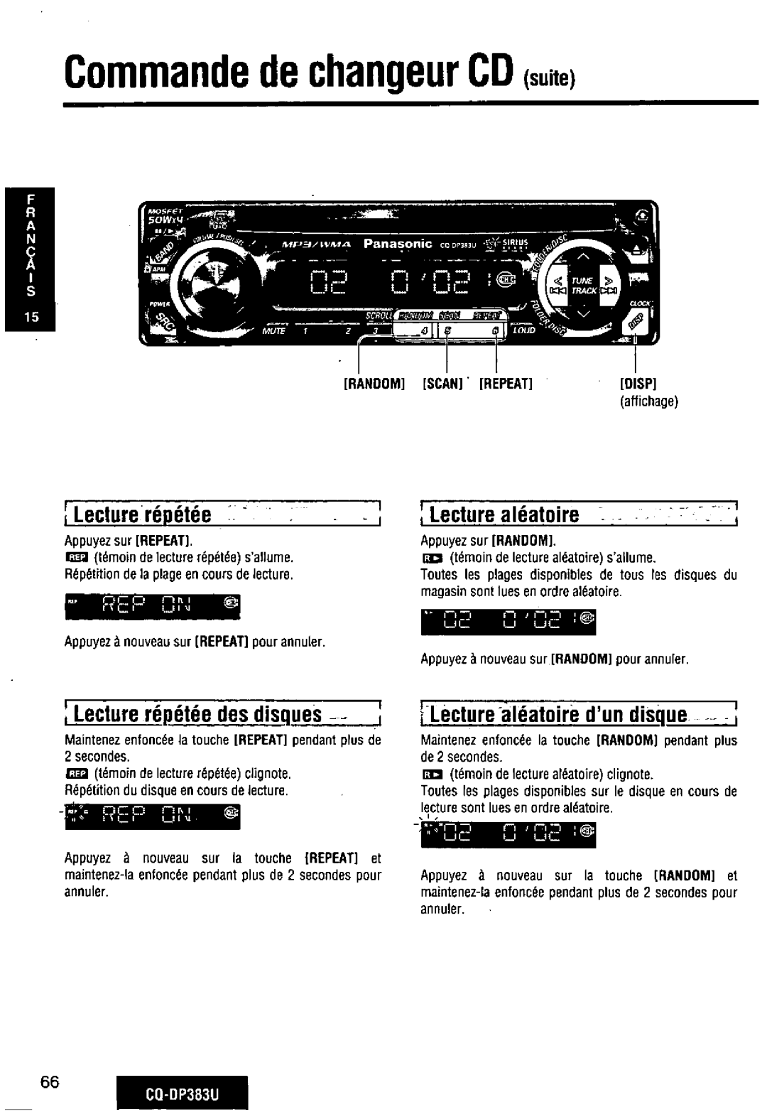 Panasonic CQ-DP383U manual 