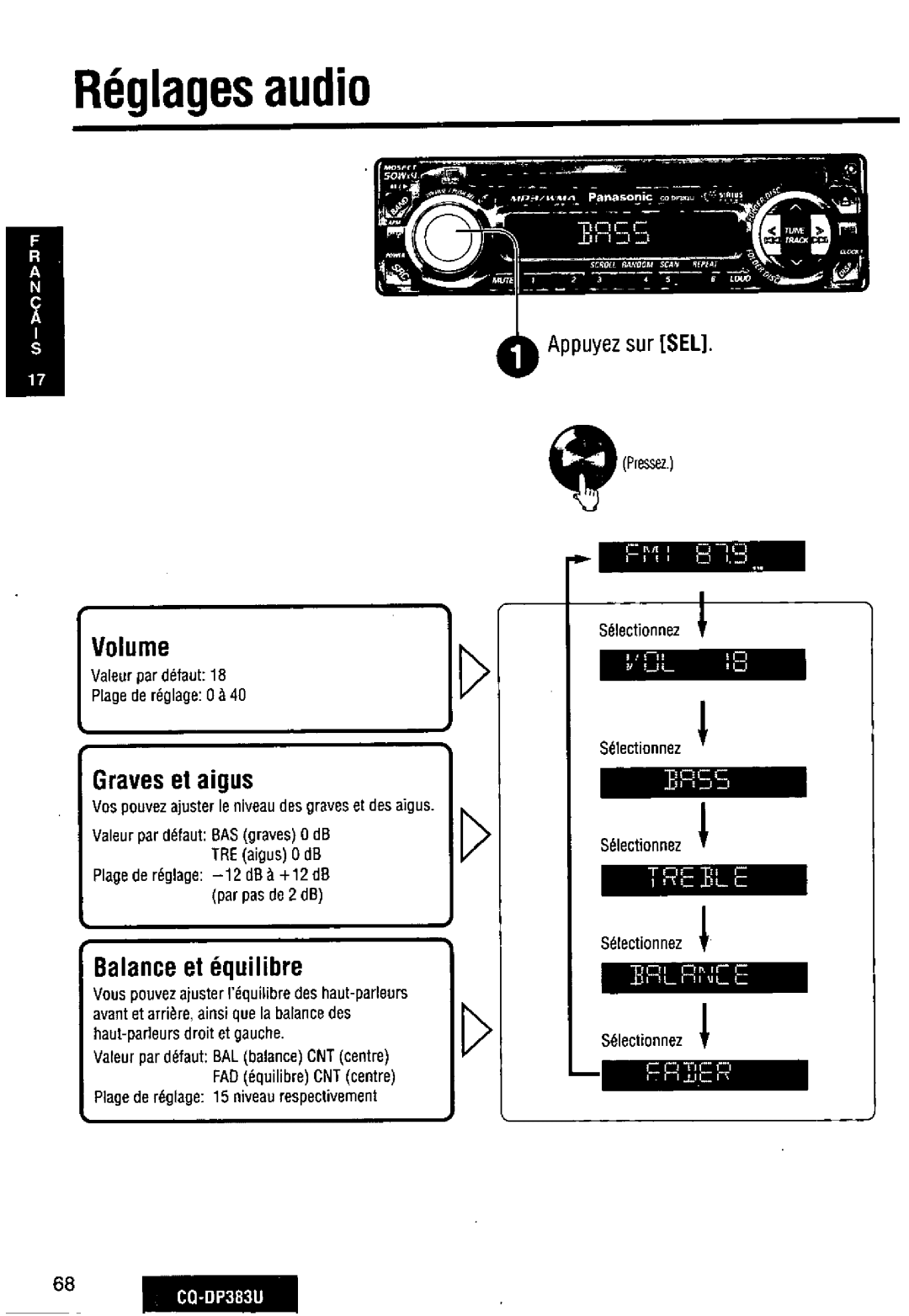 Panasonic CQ-DP383U manual 