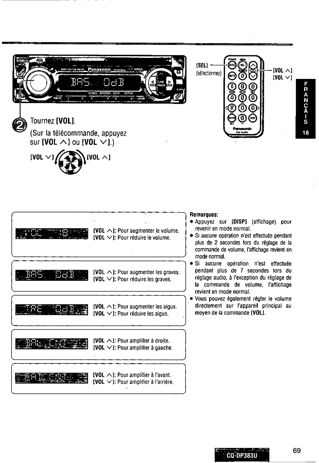 Panasonic CQ-DP383U manual 