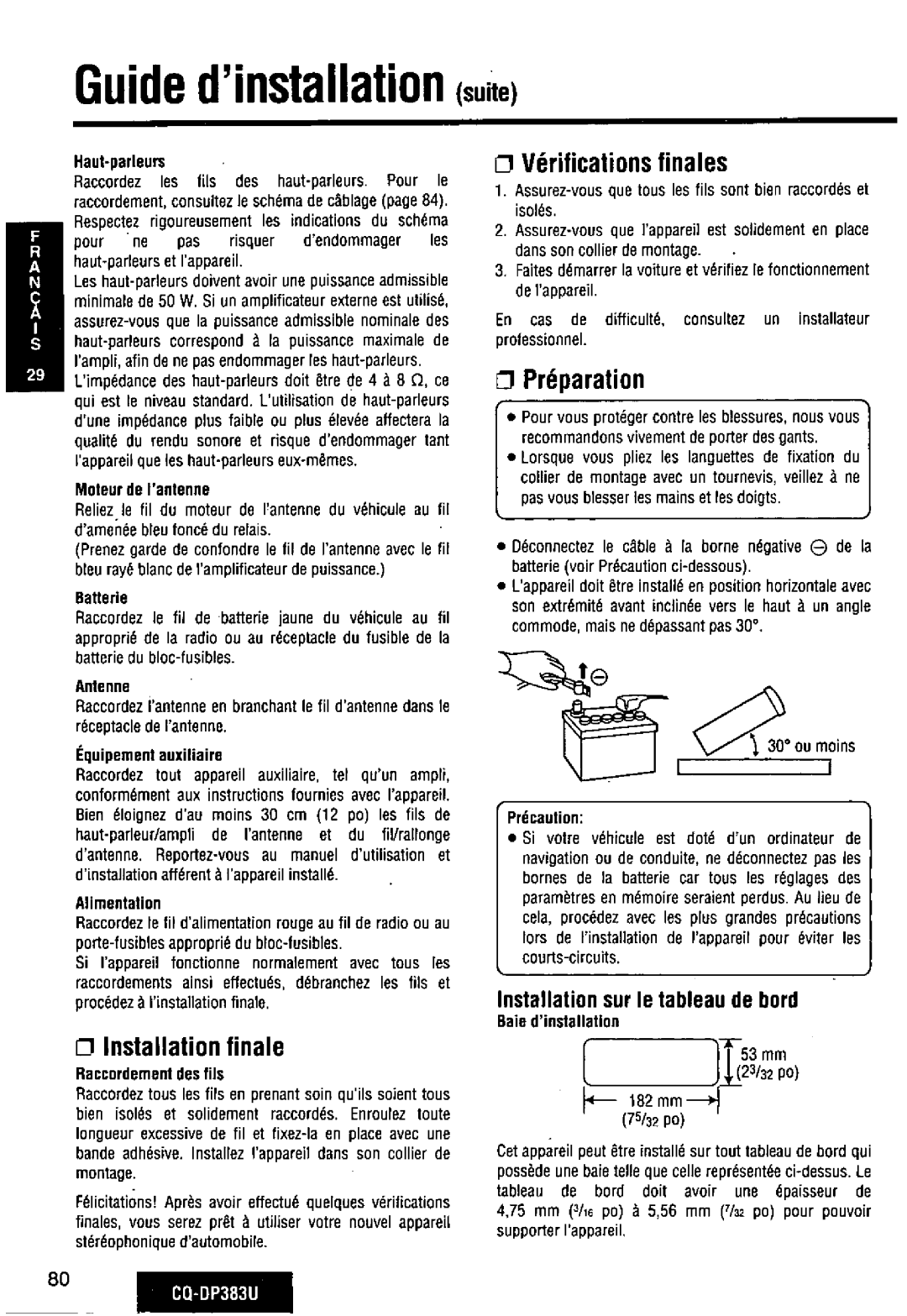 Panasonic CQ-DP383U manual 