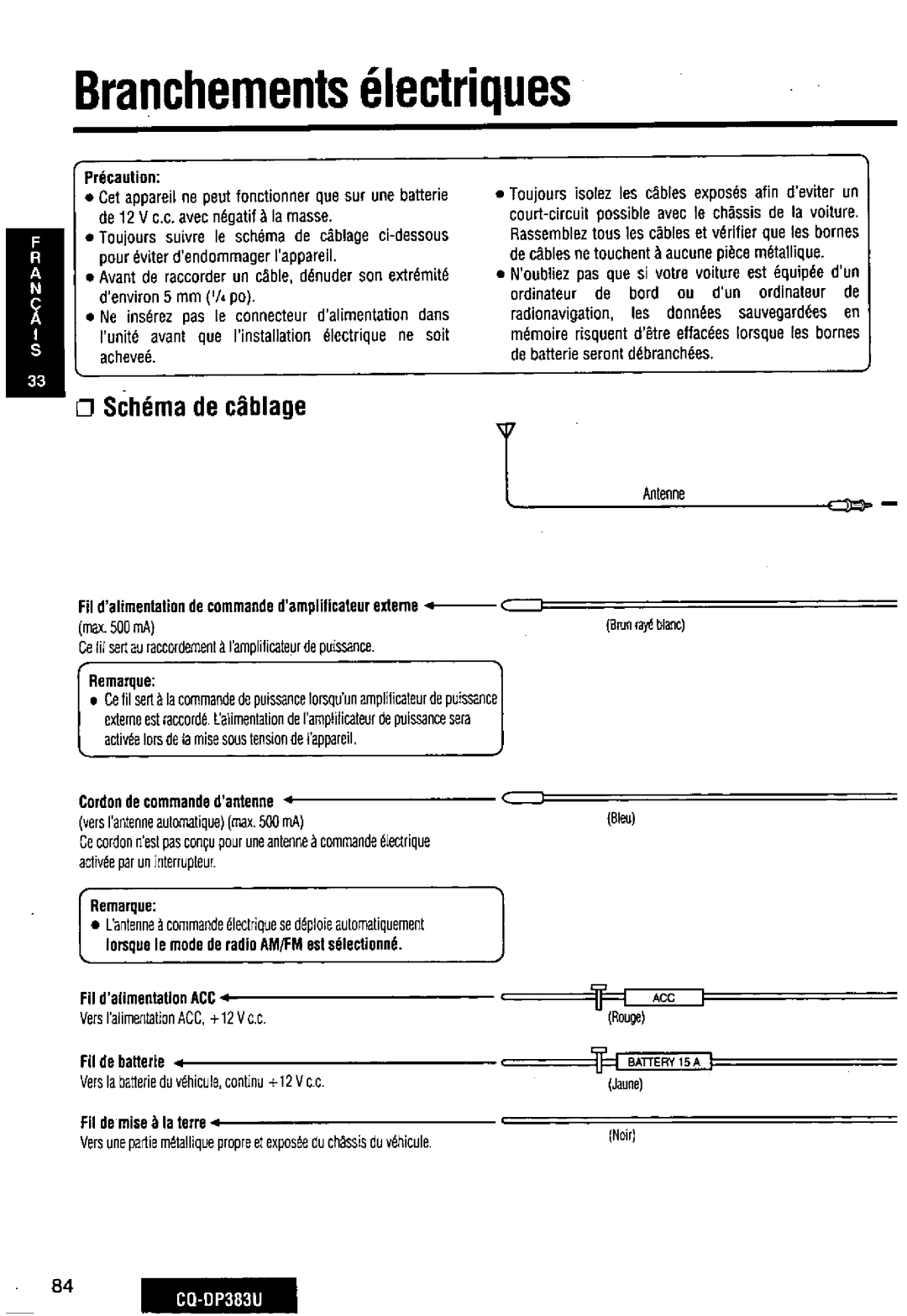 Panasonic CQ-DP383U manual 