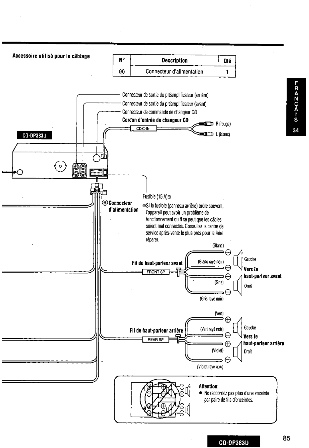 Panasonic CQ-DP383U manual 