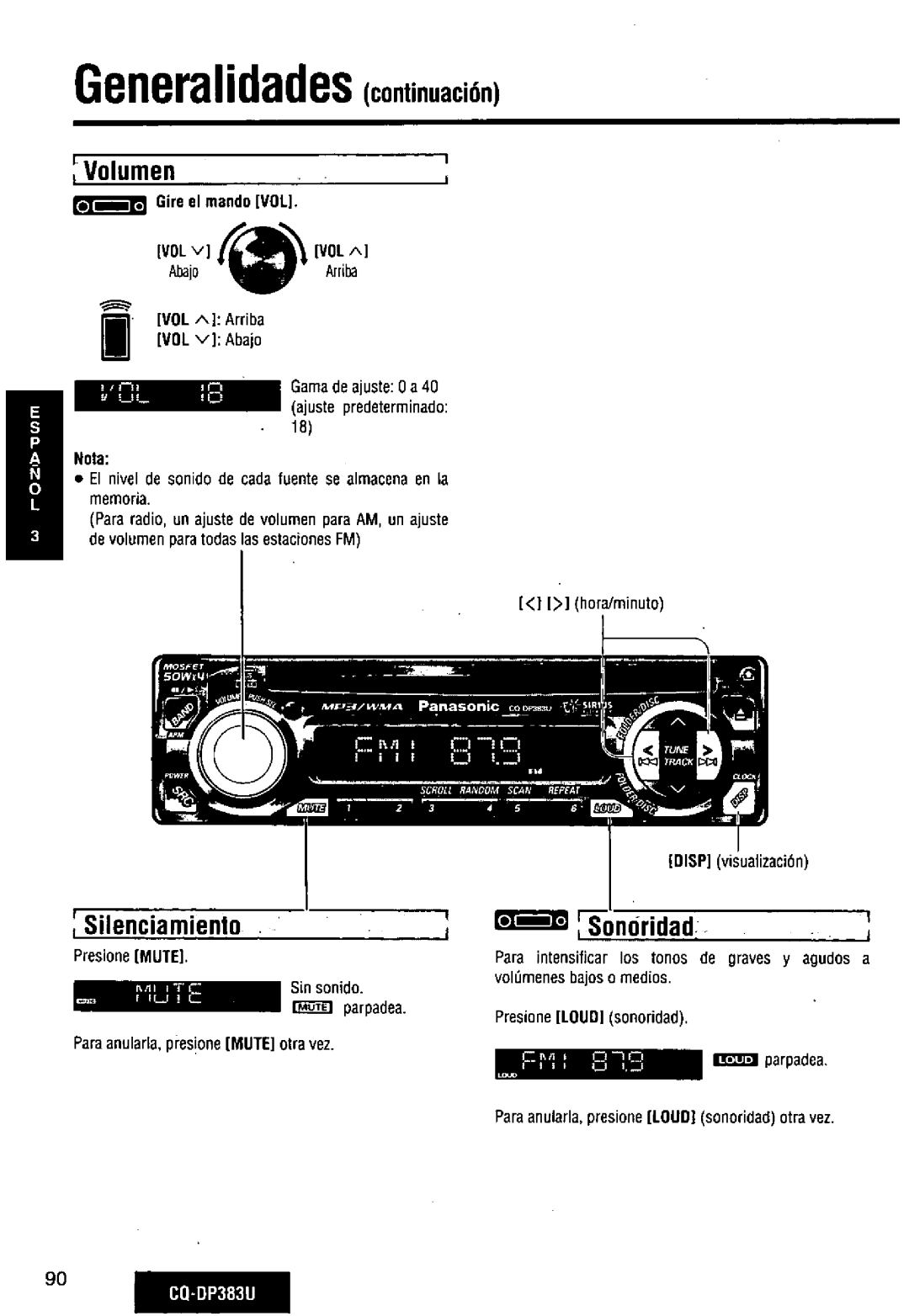 Panasonic CQ-DP383U manual 