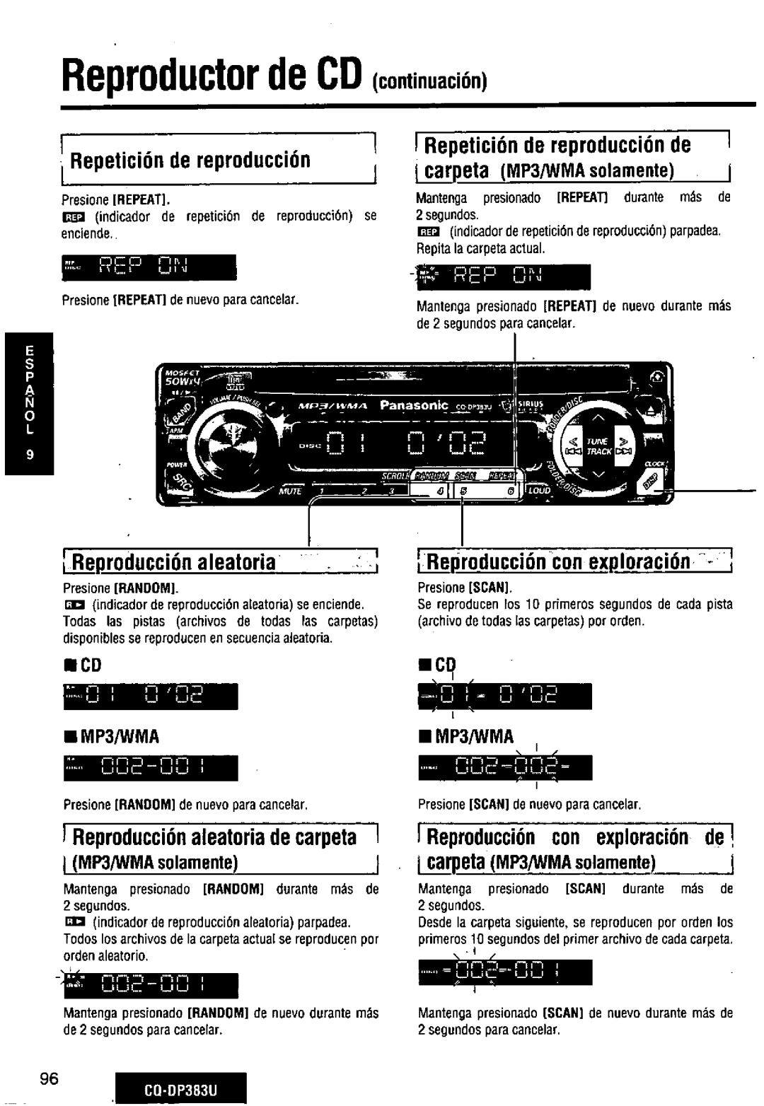 Panasonic CQ-DP383U manual 