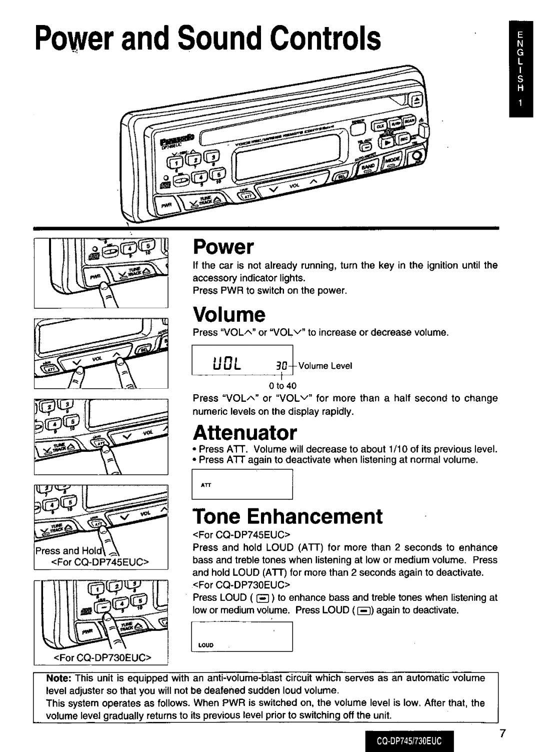 Panasonic CQ-730EUC, CQ-DP745 manual 