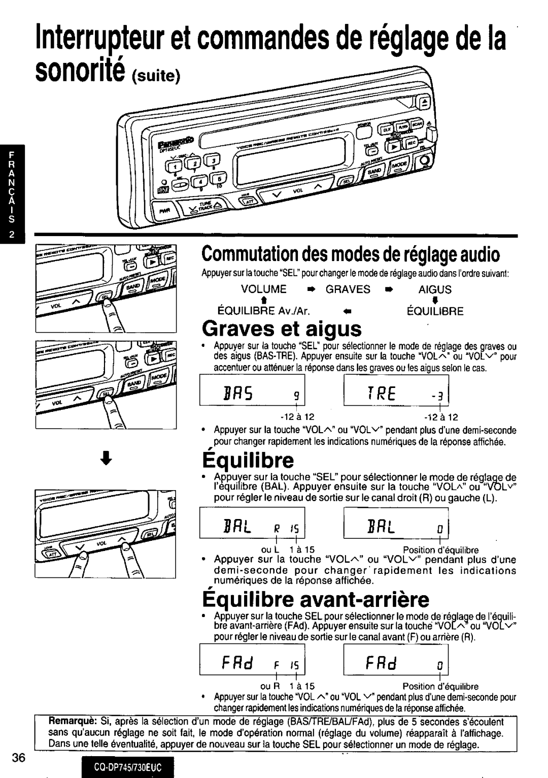Panasonic CQ-DP745, CQ-730EUC manual 