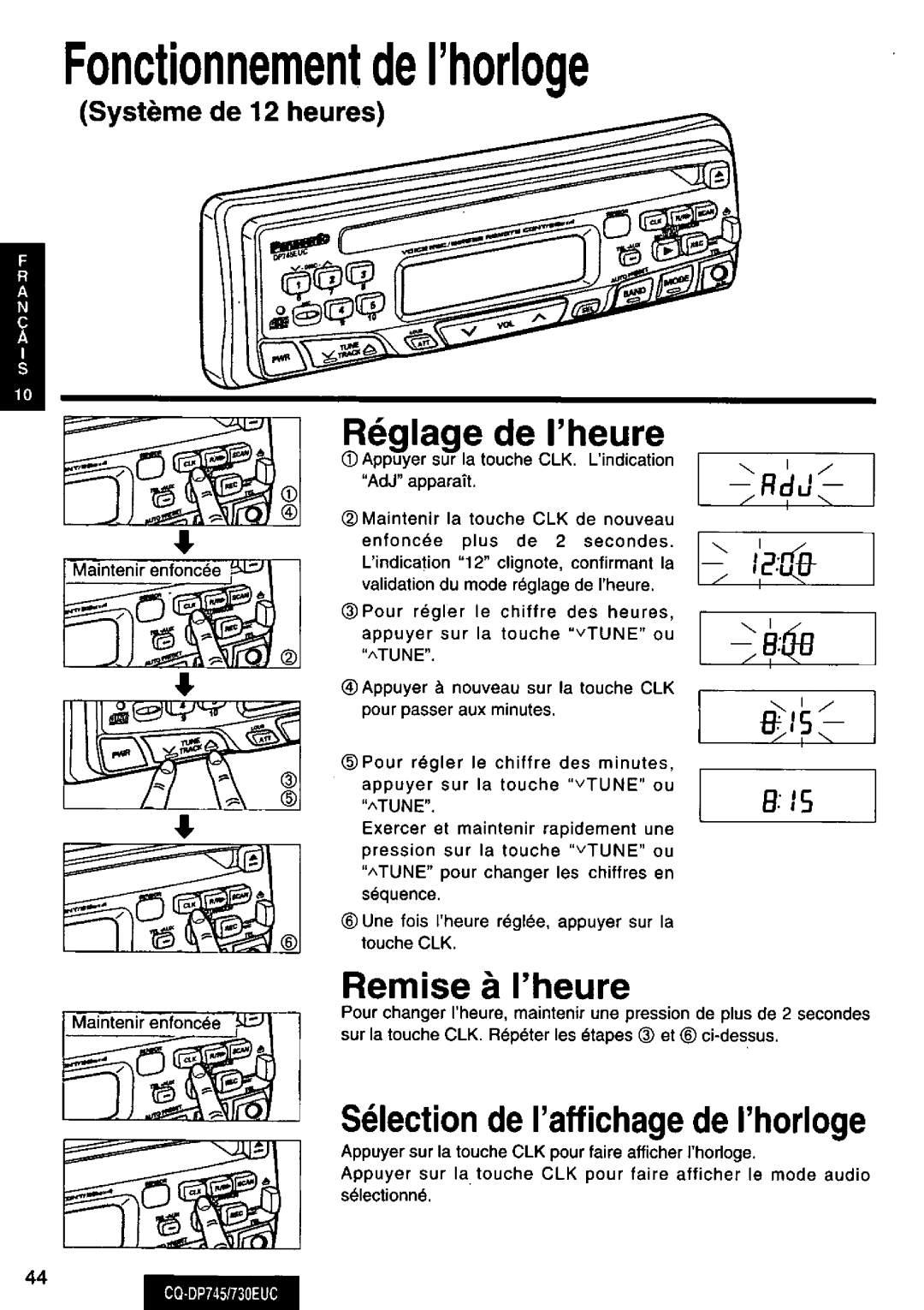 Panasonic CQ-DP745, CQ-730EUC manual 