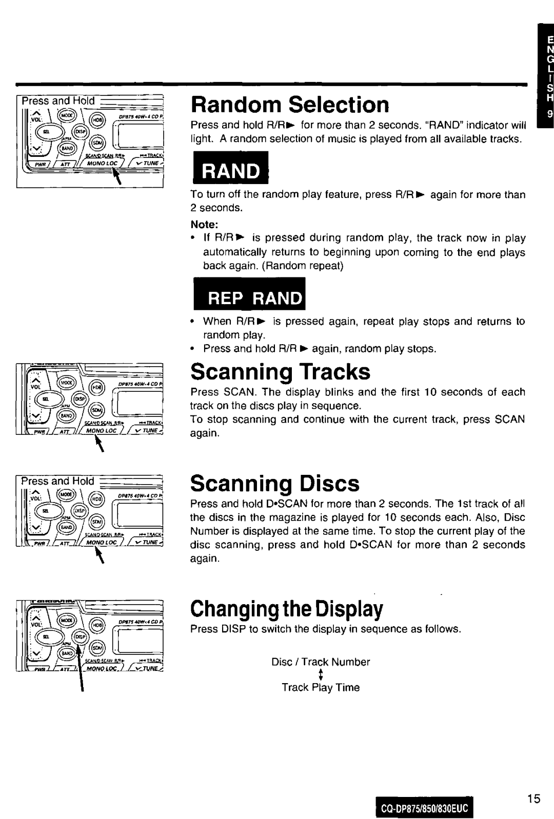 Panasonic CQ-DP875, DP850, DP830EUC manual 