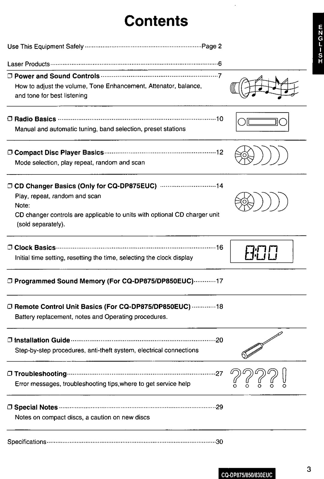 Panasonic CQ-DP875, DP850, DP830EUC manual 