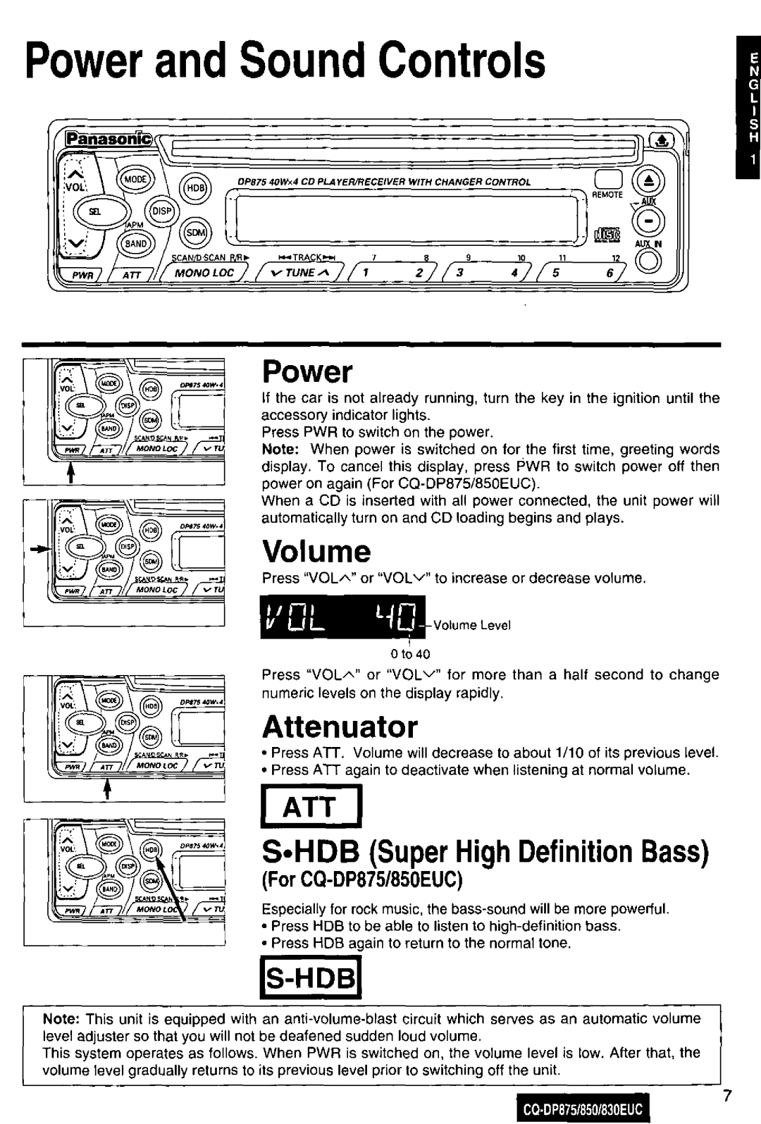 Panasonic DP850, CQ-DP875, DP830EUC manual 