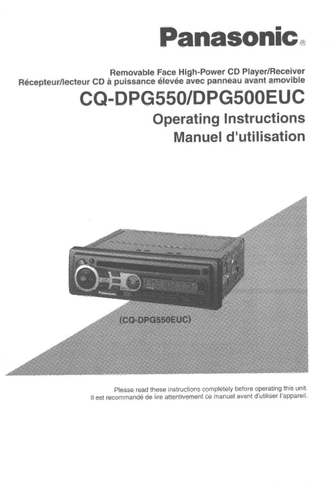 Panasonic DPG500EUC, CQ-DPG550 manual 