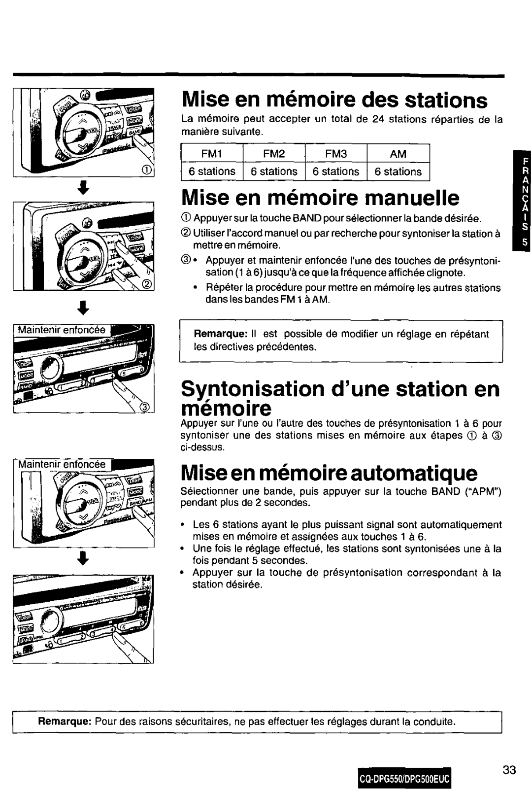 Panasonic DPG500EUC, CQ-DPG550 manual 