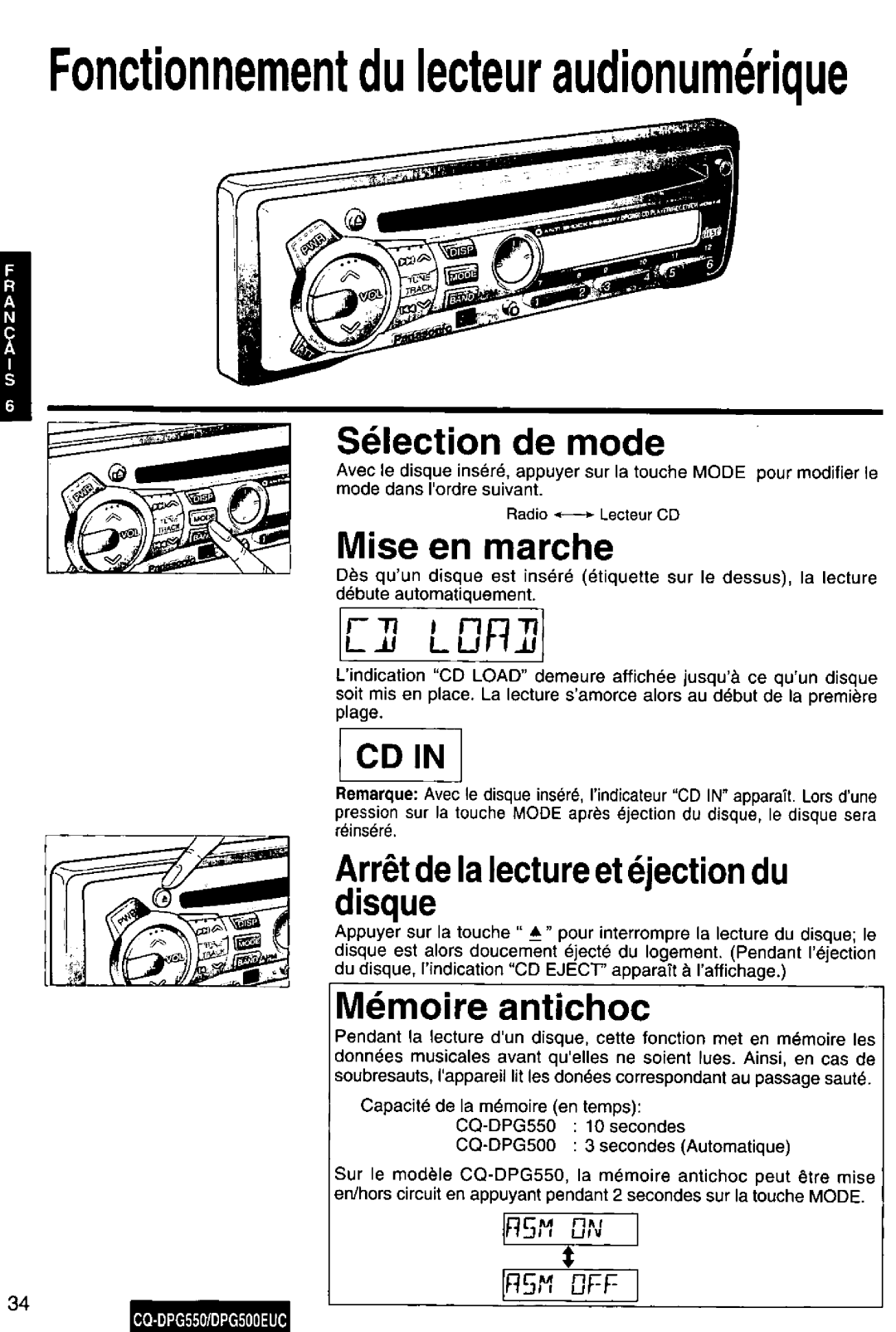 Panasonic CQ-DPG550, DPG500EUC manual 