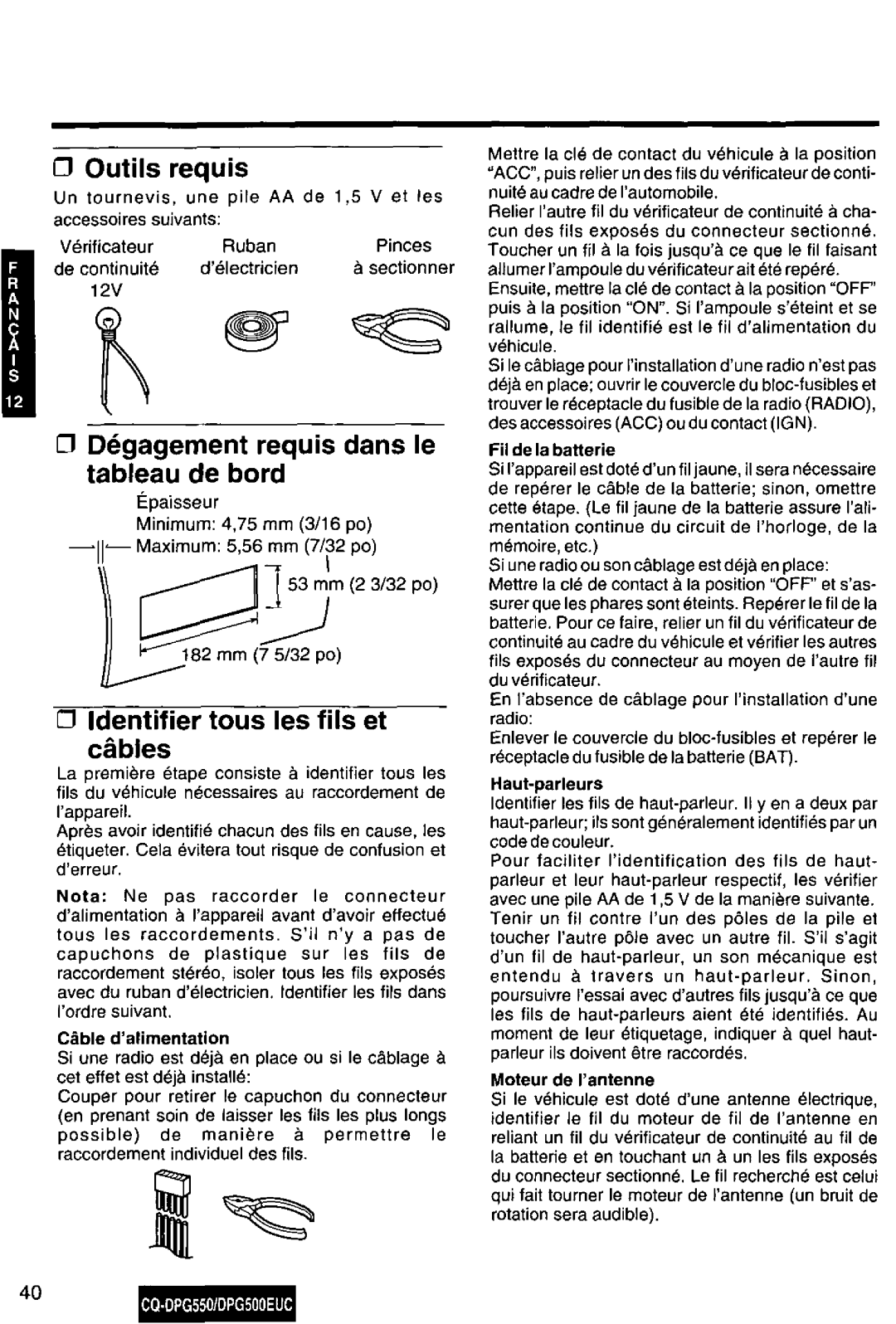 Panasonic CQ-DPG550, DPG500EUC manual 