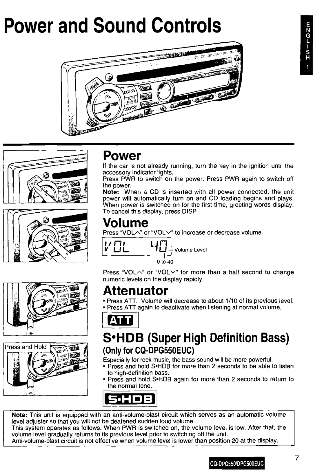 Panasonic DPG500EUC, CQ-DPG550 manual 