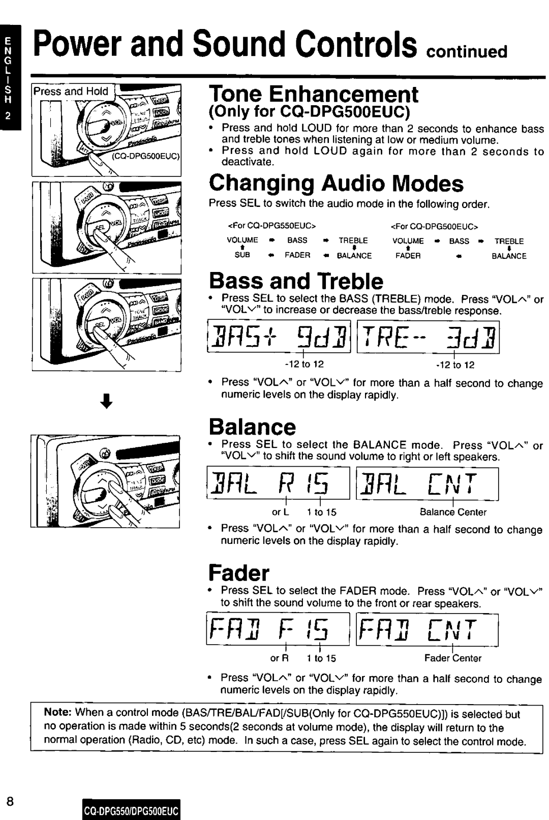 Panasonic CQ-DPG550, DPG500EUC manual 