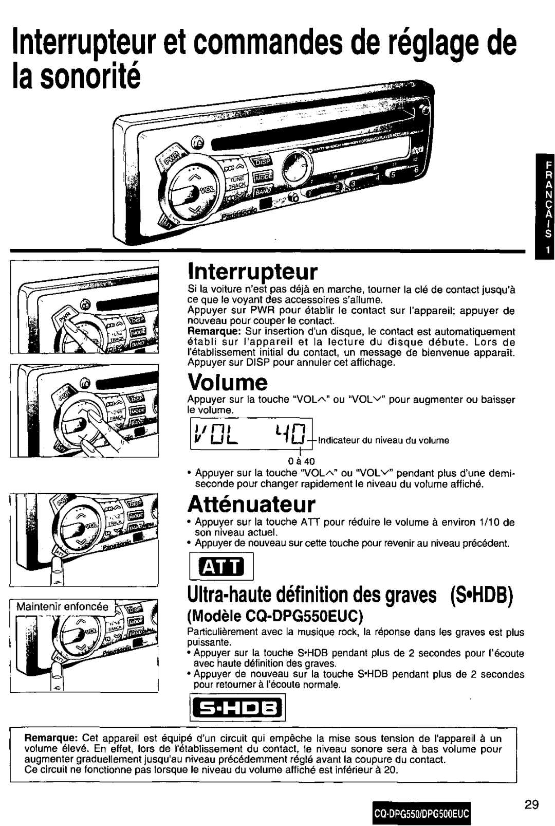 Panasonic DPG500EUC, CQ-DPG550 manual 