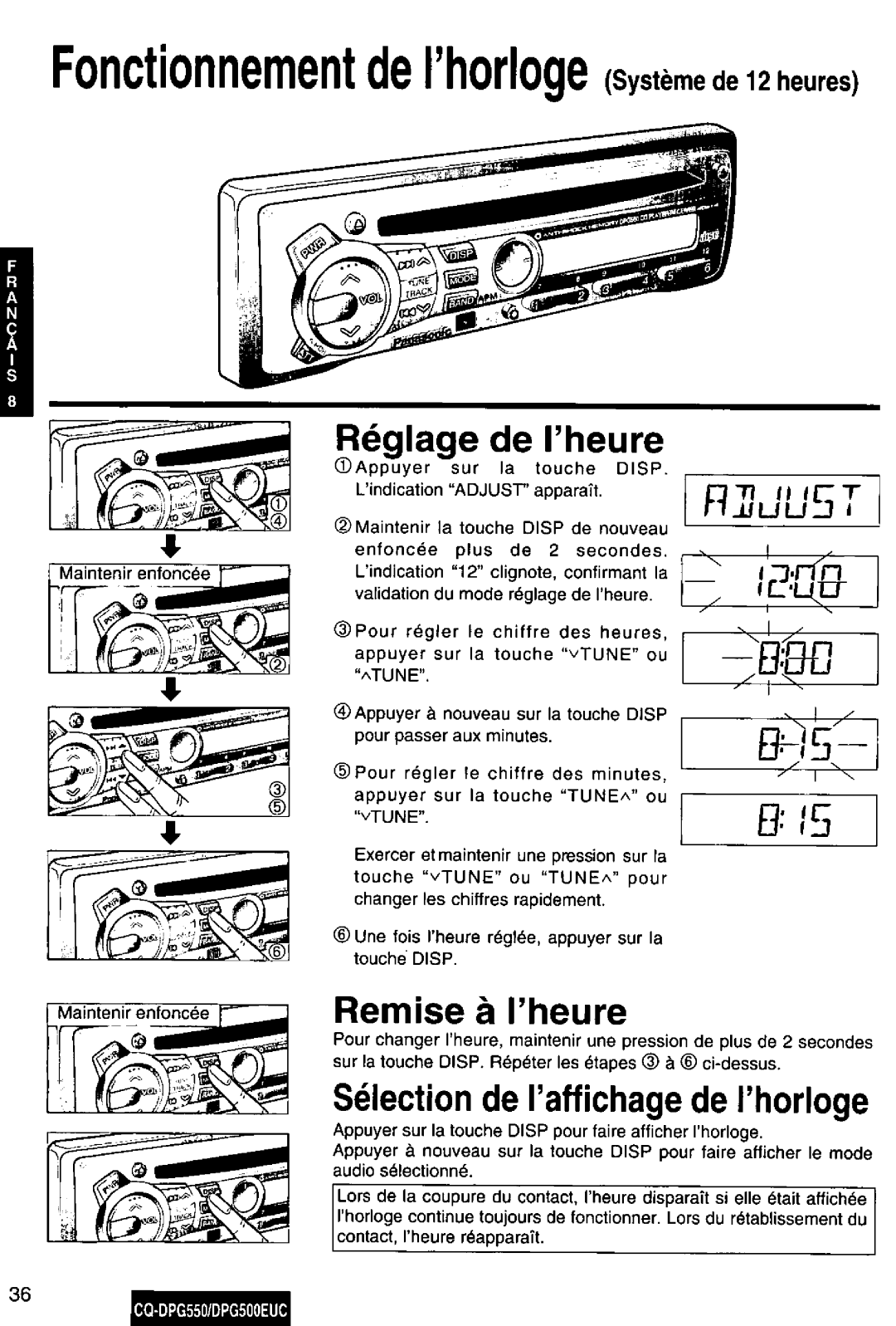 Panasonic CQ-DPG550, DPG500EUC manual 