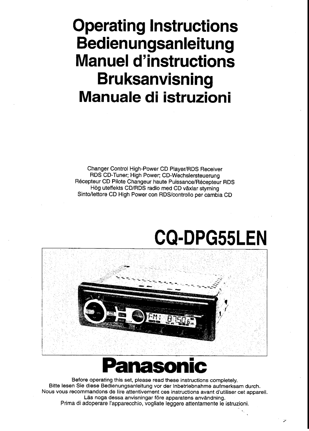 Panasonic cq-dpg55len manual 