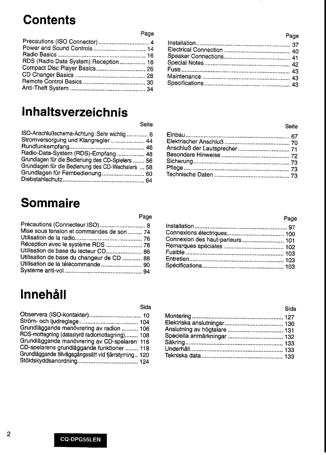 Panasonic cq-dpg55len manual 