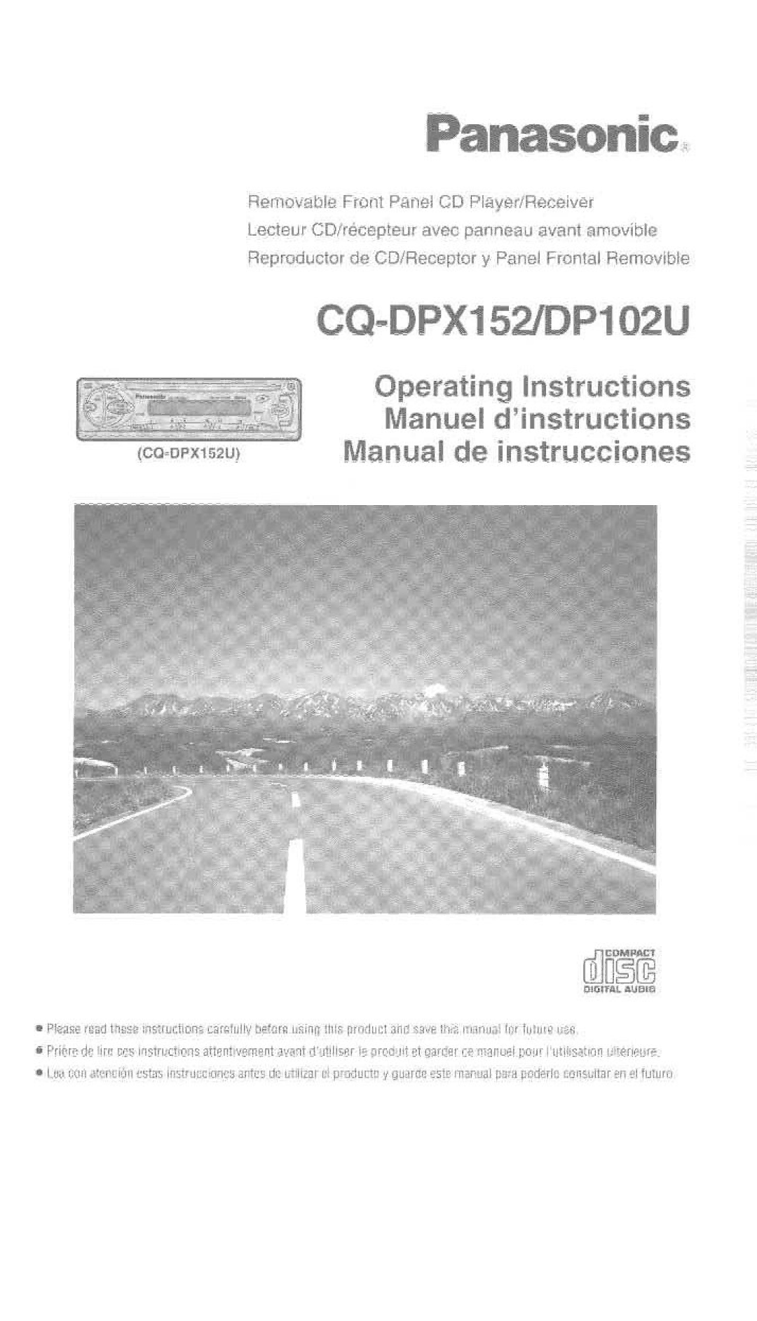 Panasonic CQ-DPX152 manual 