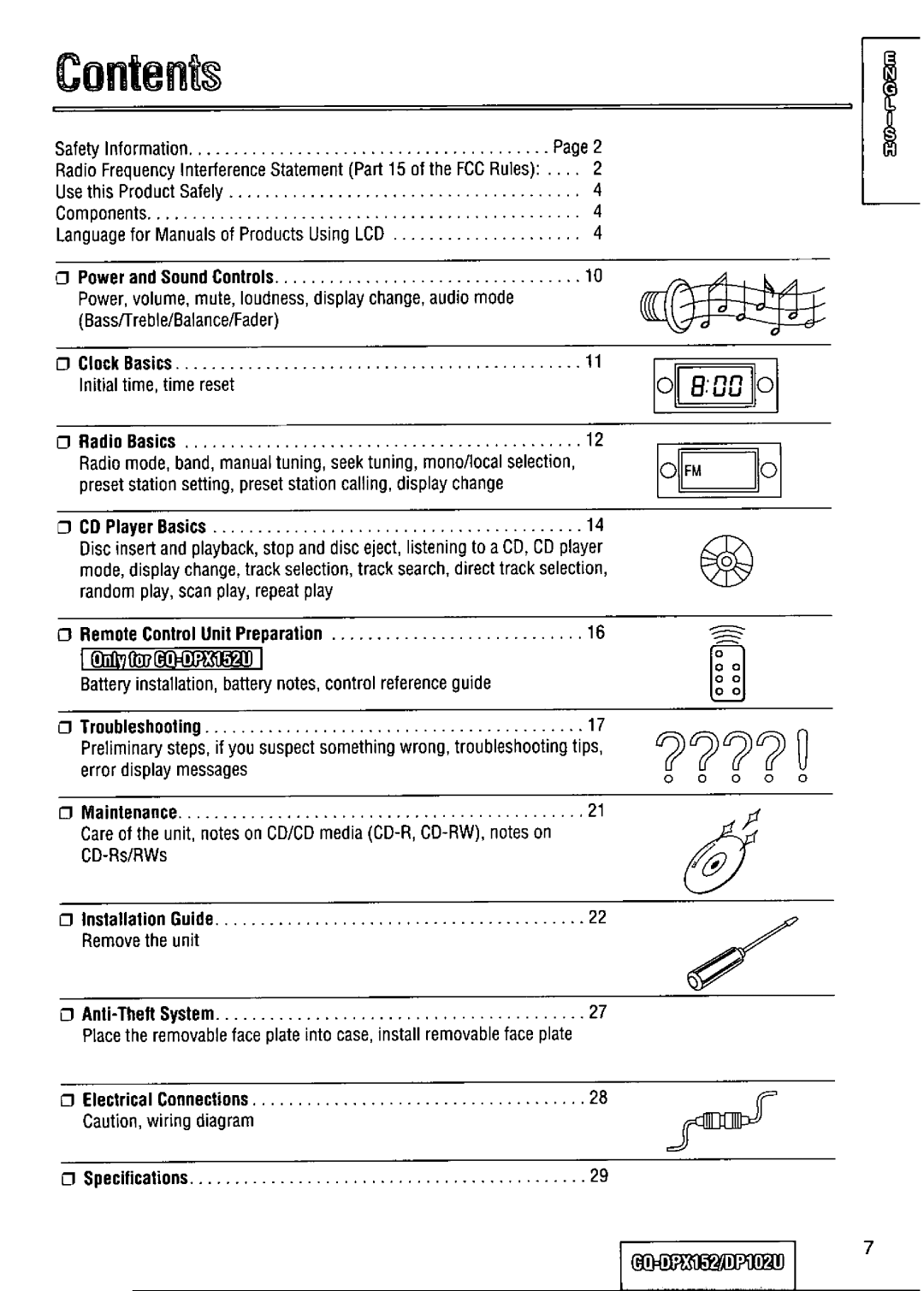Panasonic CQ-DPX152 manual 
