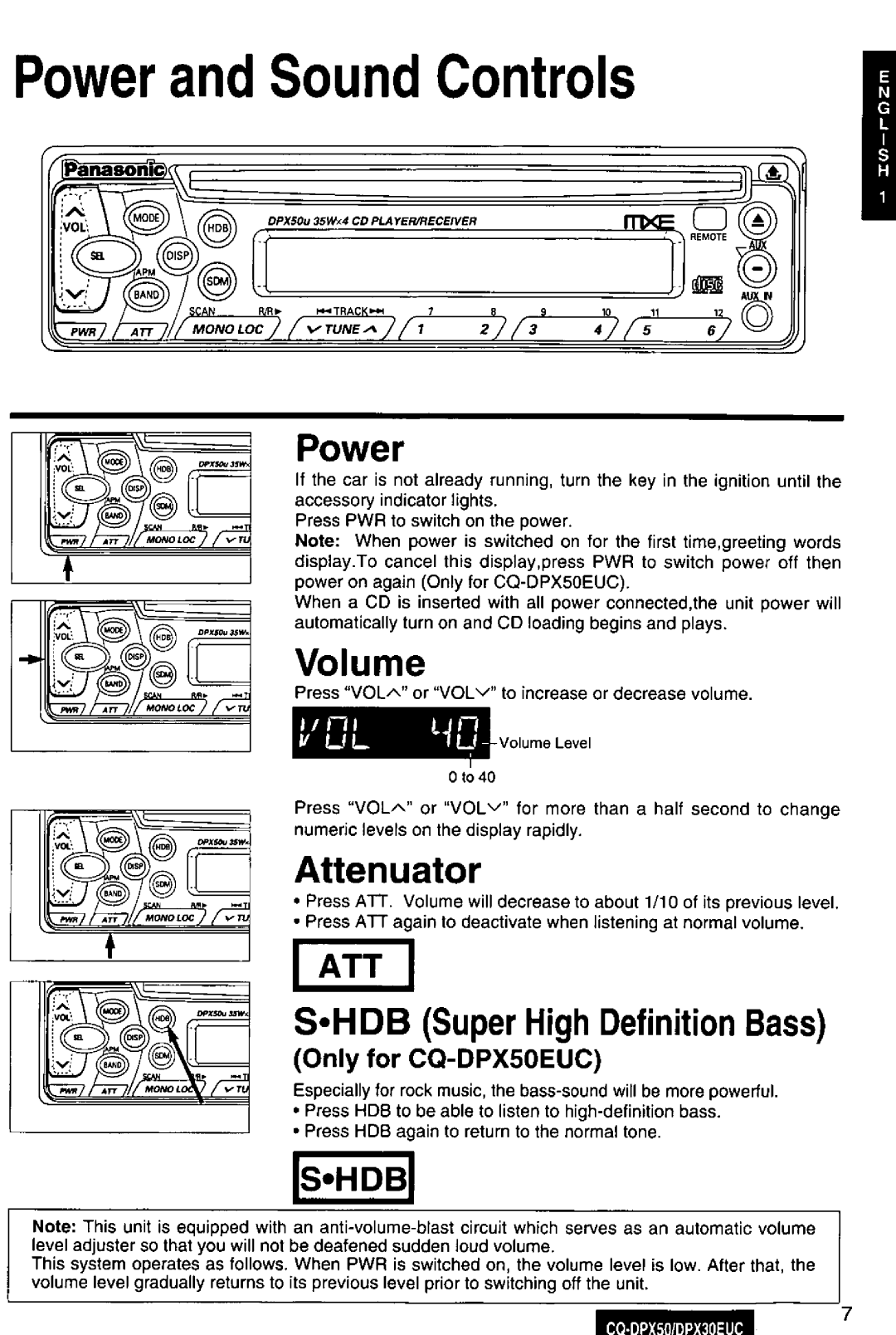 Panasonic DPX30EUC, CQ-DPX50 manual 