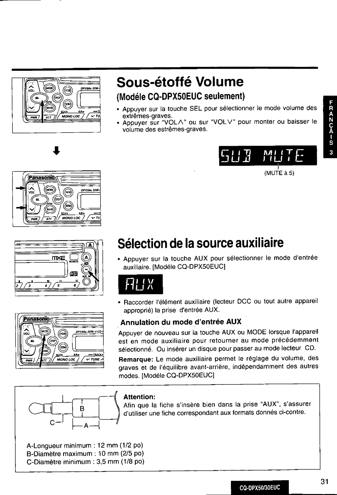 Panasonic DPX30EUC, CQ-DPX50 manual 