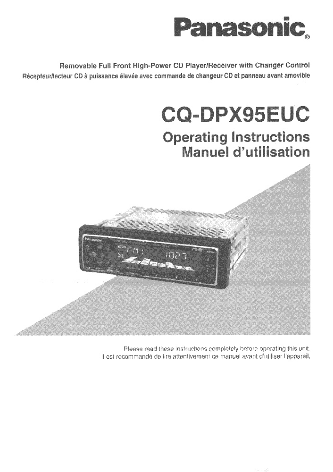 Panasonic CQ-DPX95EUC manual 