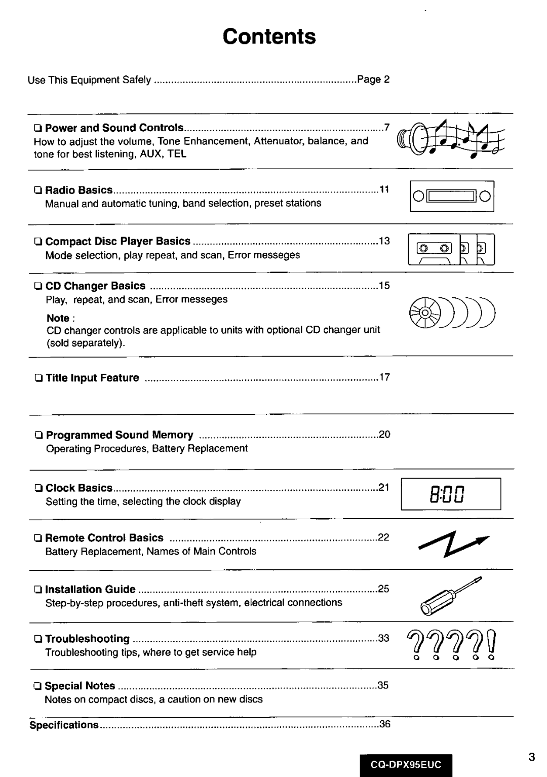 Panasonic CQ-DPX95EUC manual 