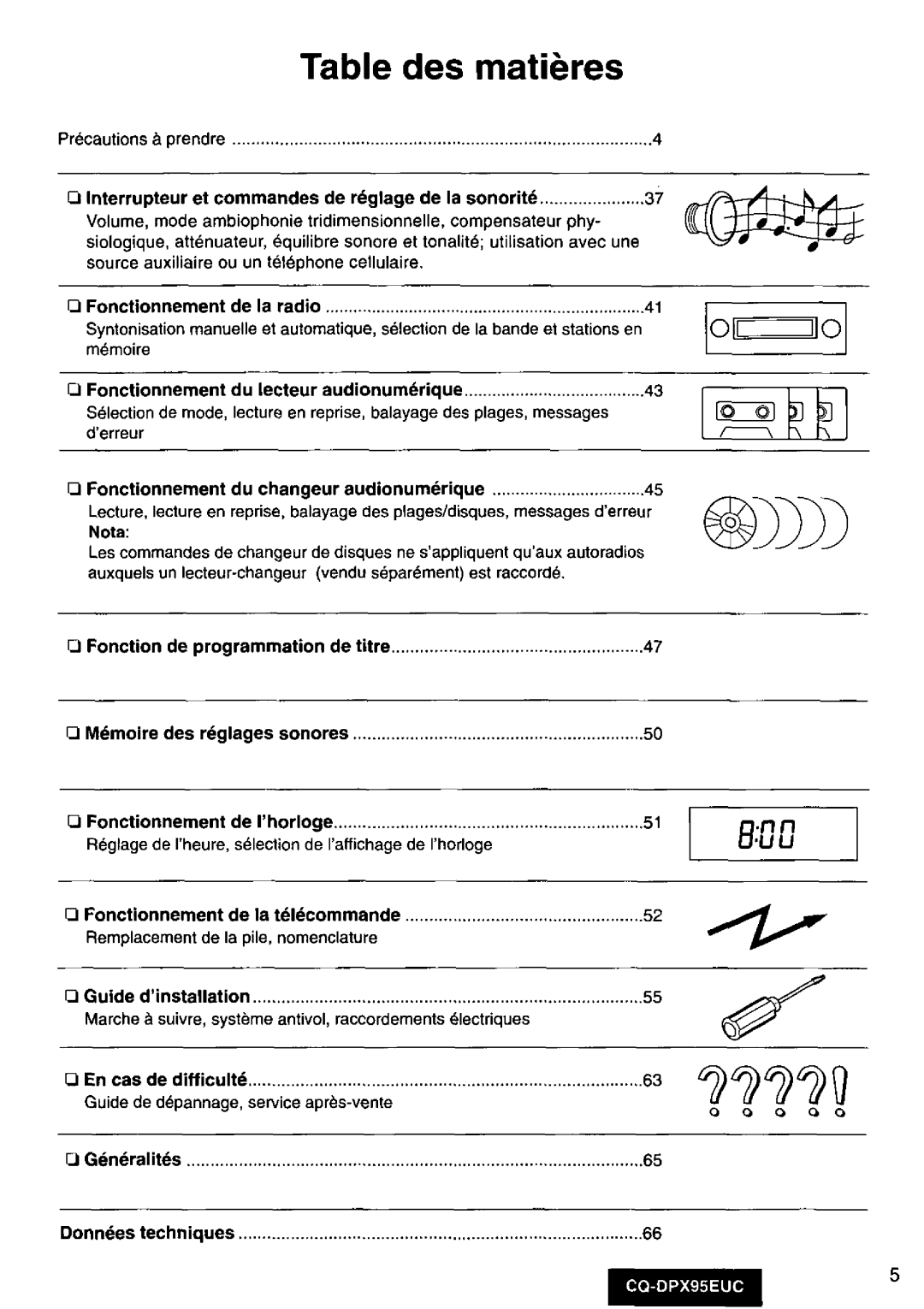 Panasonic CQ-DPX95EUC manual 