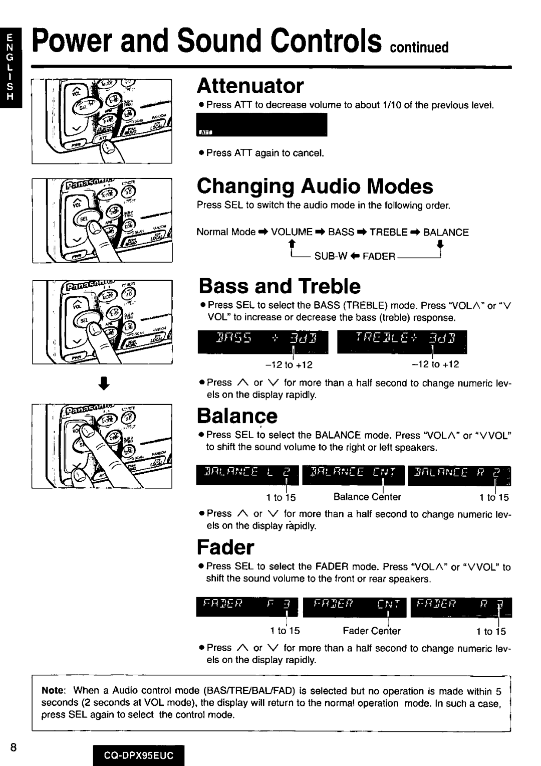 Panasonic CQ-DPX95EUC manual 