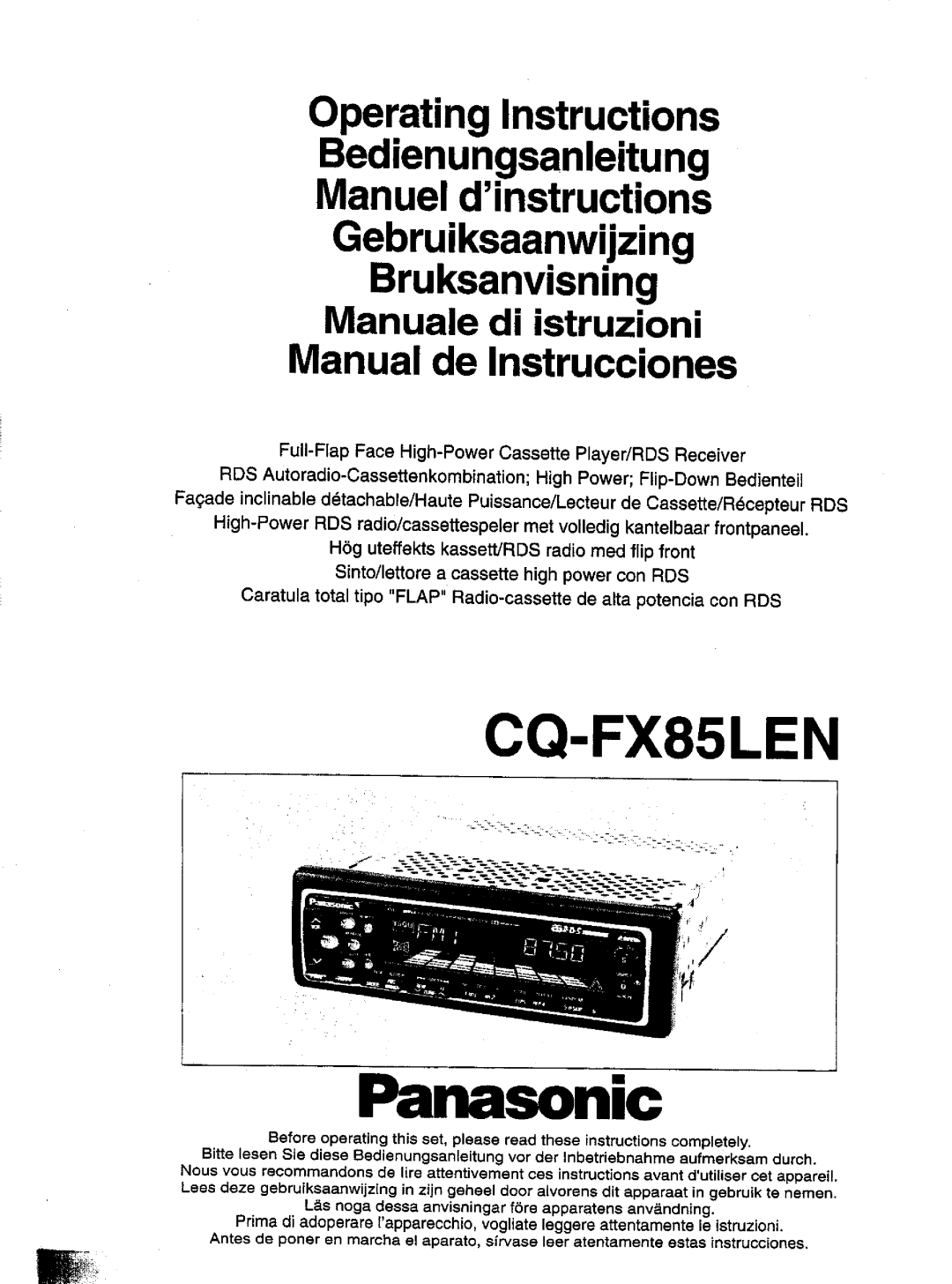 Panasonic CQ-FX85LEN manual 