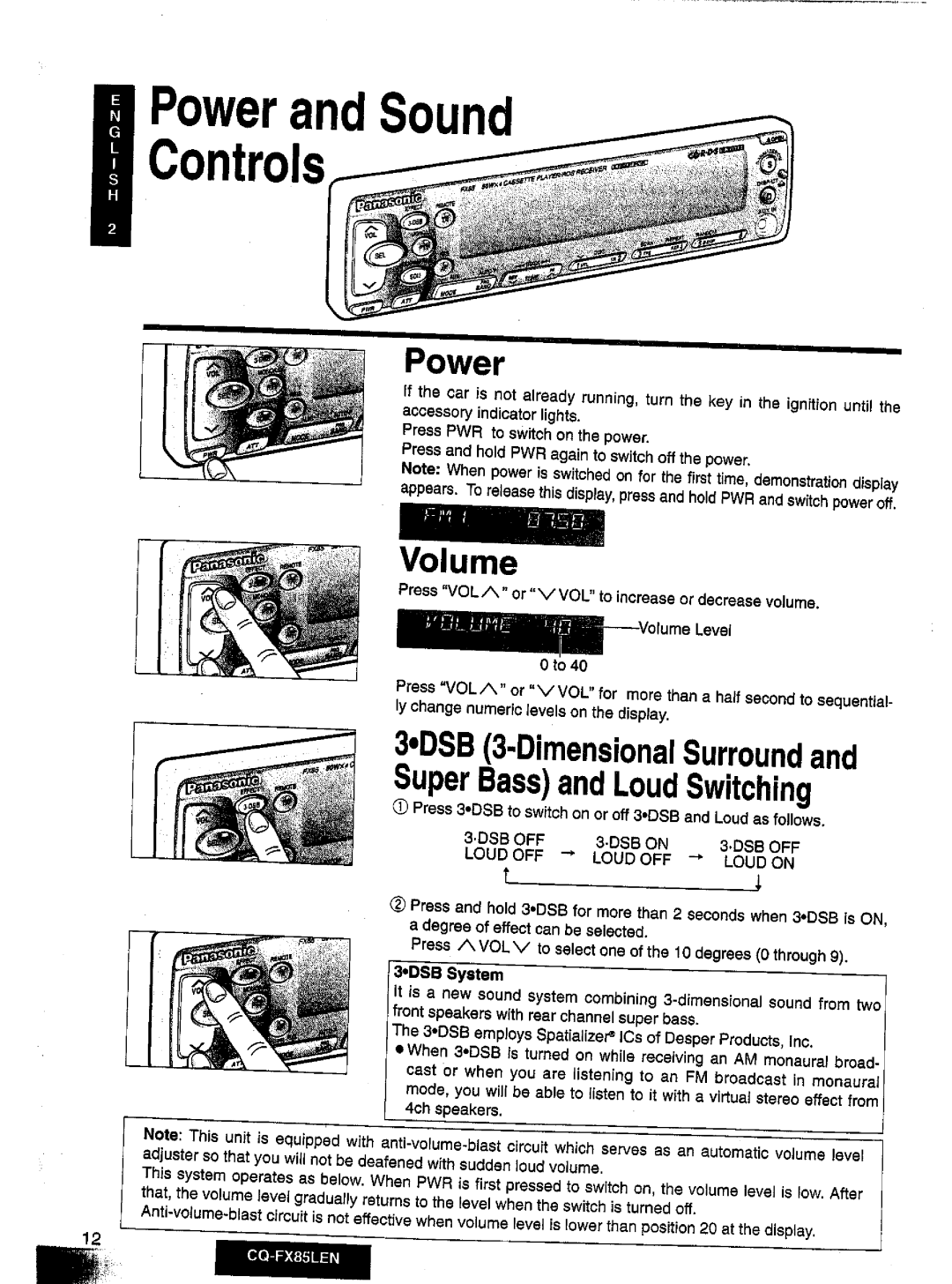 Panasonic CQ-FX85LEN manual 