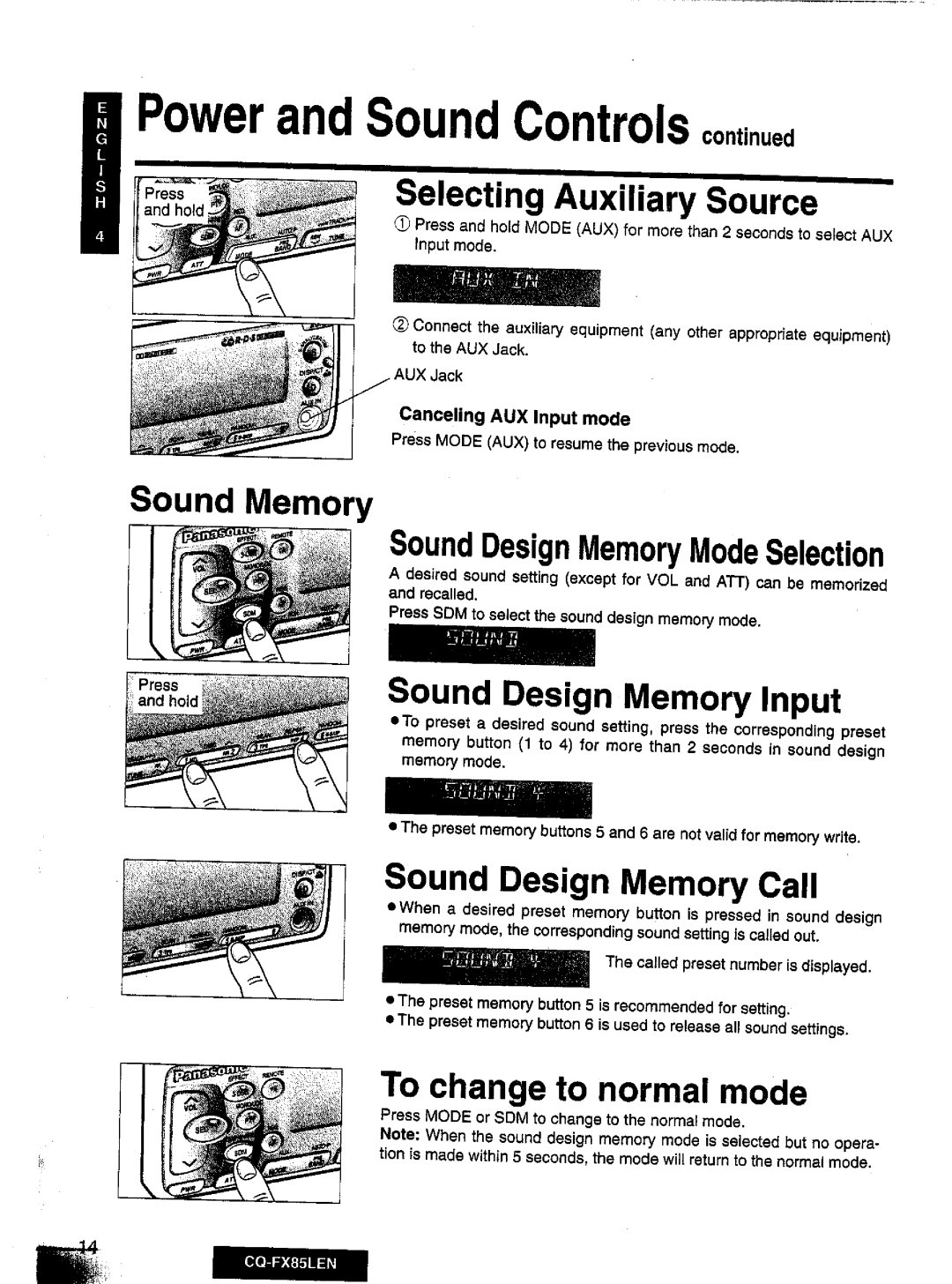 Panasonic CQ-FX85LEN manual 