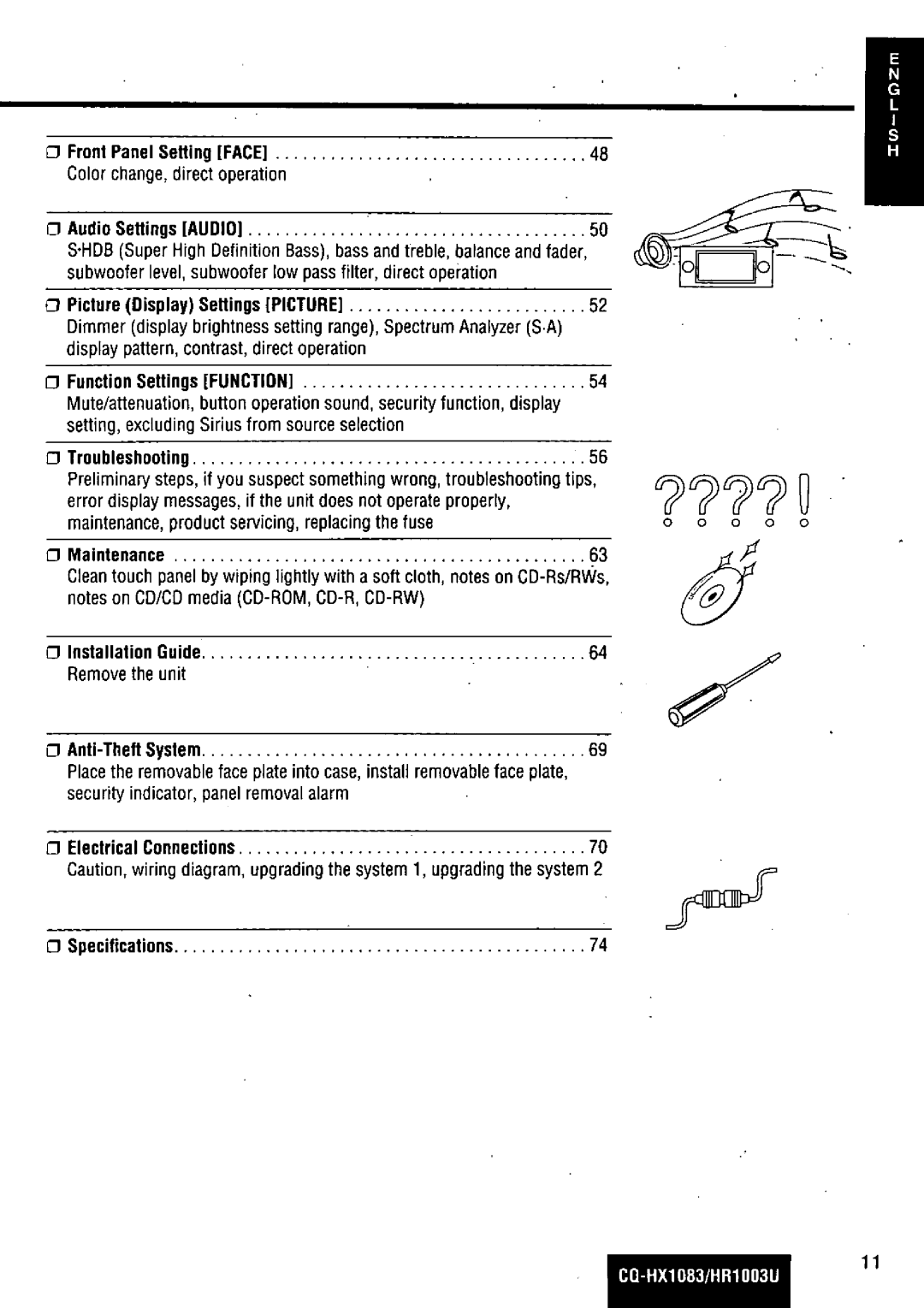 Panasonic CQ-HR1003U manual 