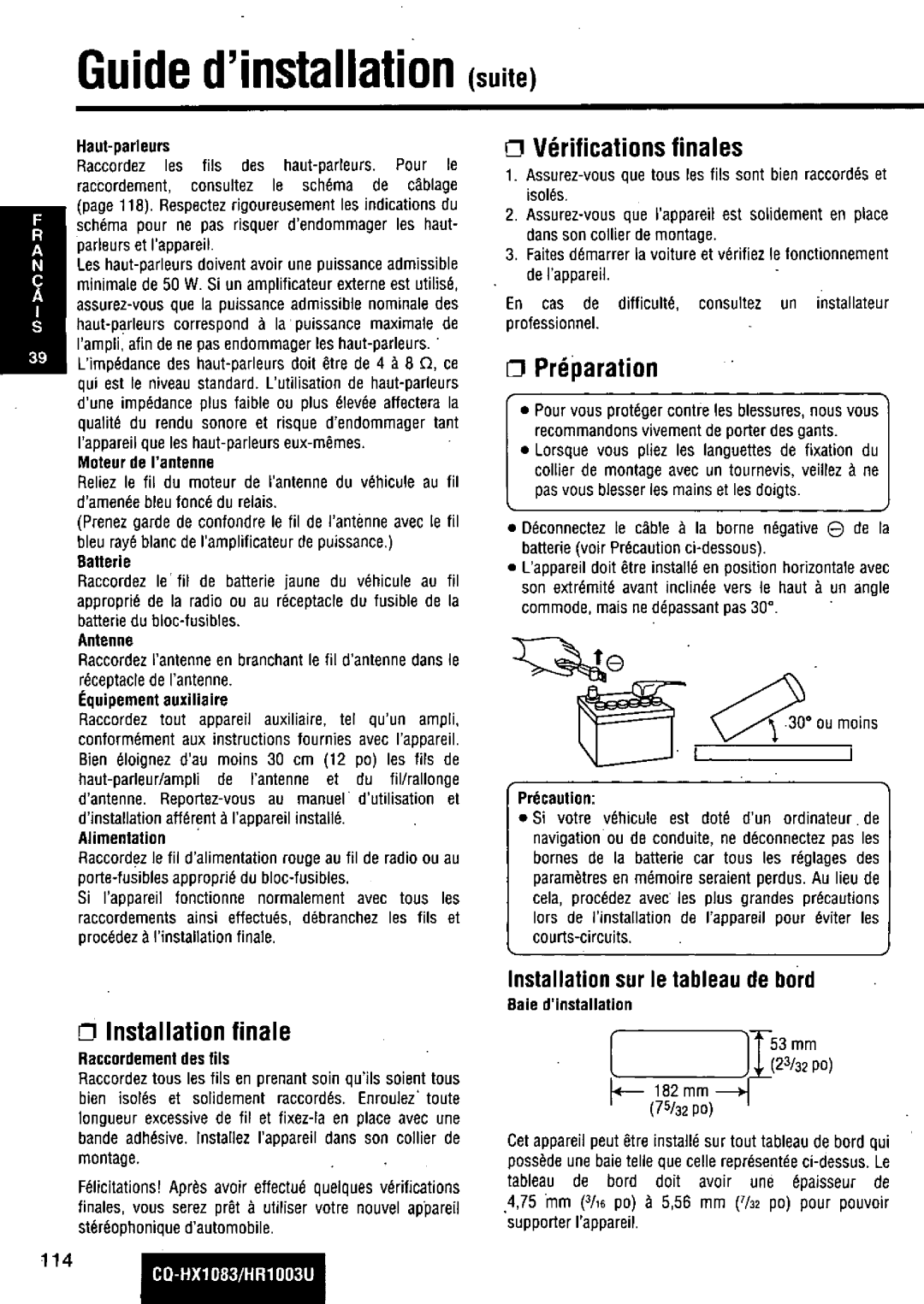 Panasonic CQ-HR1003U manual 