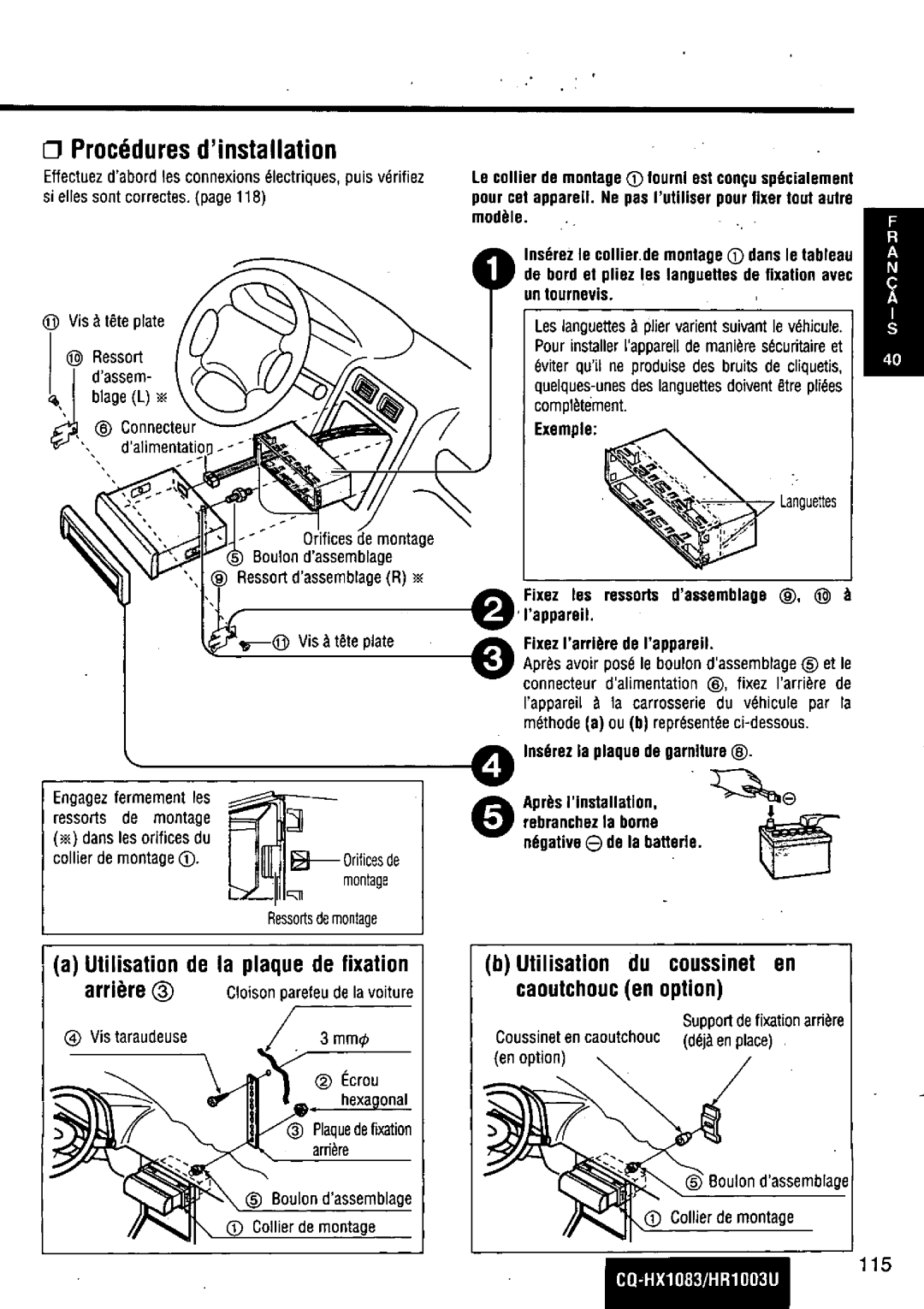 Panasonic CQ-HR1003U manual 