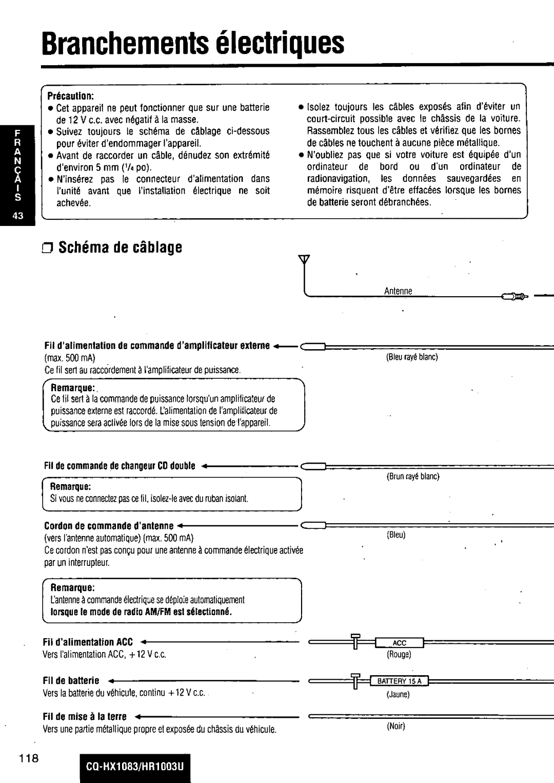 Panasonic CQ-HR1003U manual 