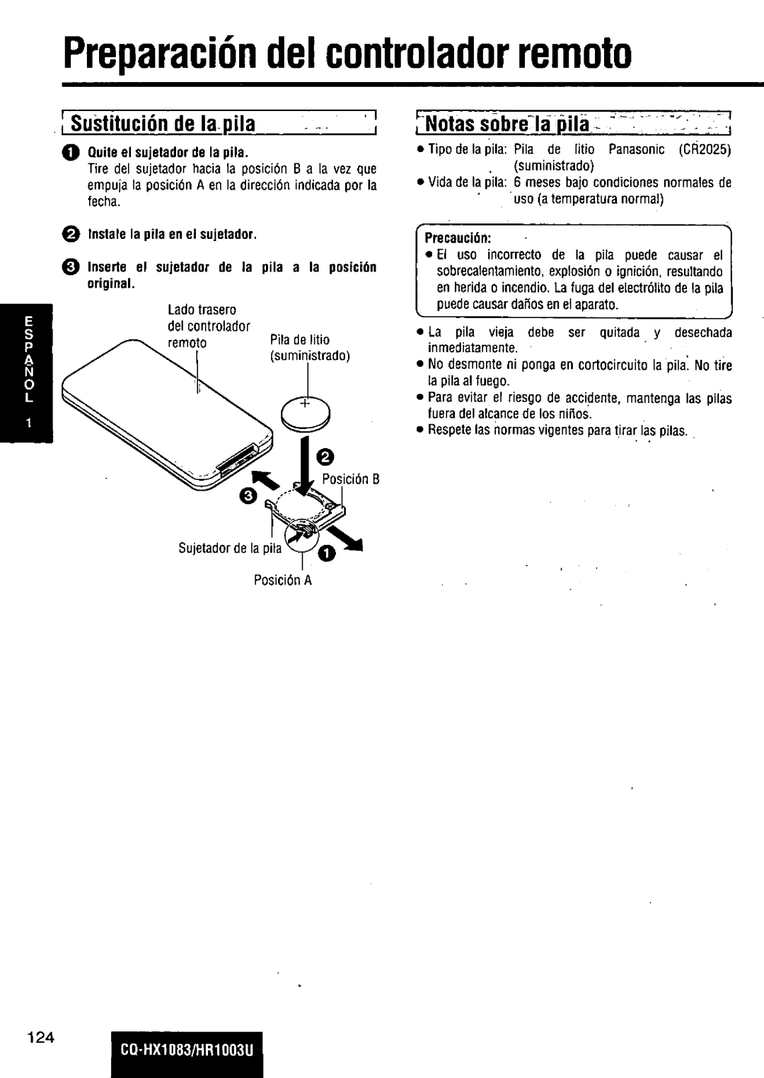 Panasonic CQ-HR1003U manual 